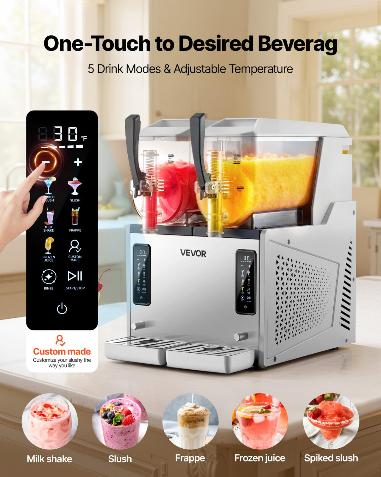 6L Dual Tank Slushie Machine Frozen Drink Maker No Ice Margarita Self Clean