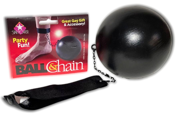 Funny BALL & CHAIN Wedding Gag Gift Wife Husband Prisoner Gang Jail Costume Joke