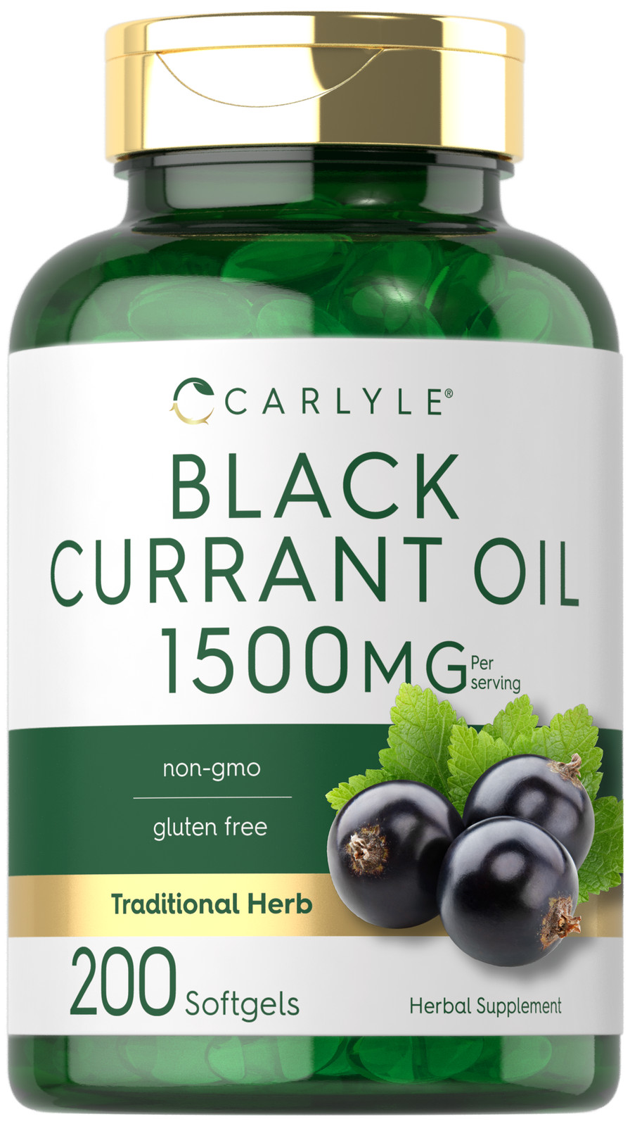 Black Currant Seed Oil | 1500mg | 200 Softgels | Non-GMO | by Carlyle