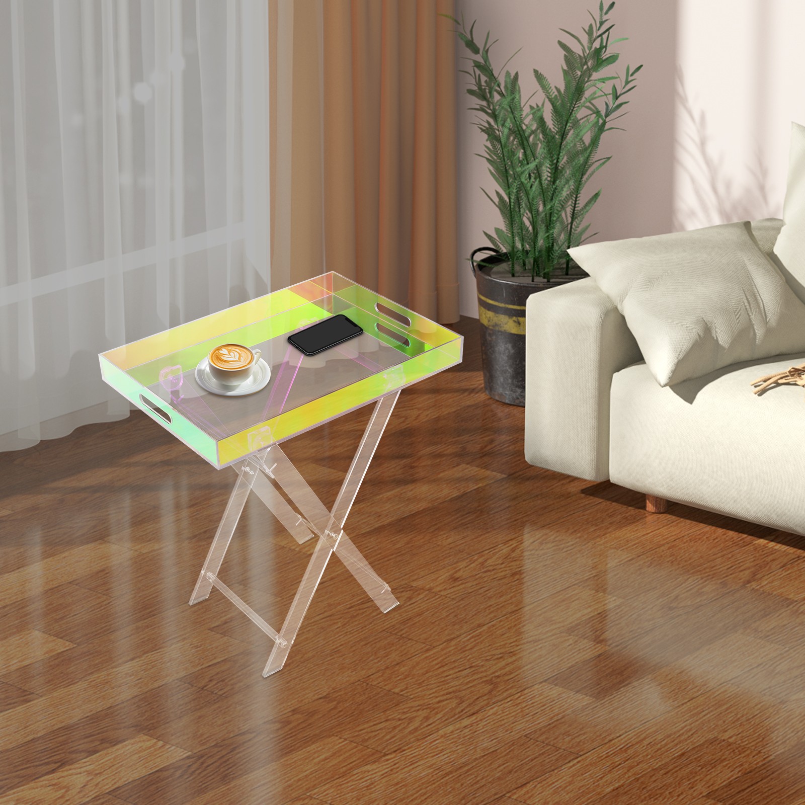 Acrylic Folding Tray Table, Acrylic End Table, Colorful Acrylic Side Table