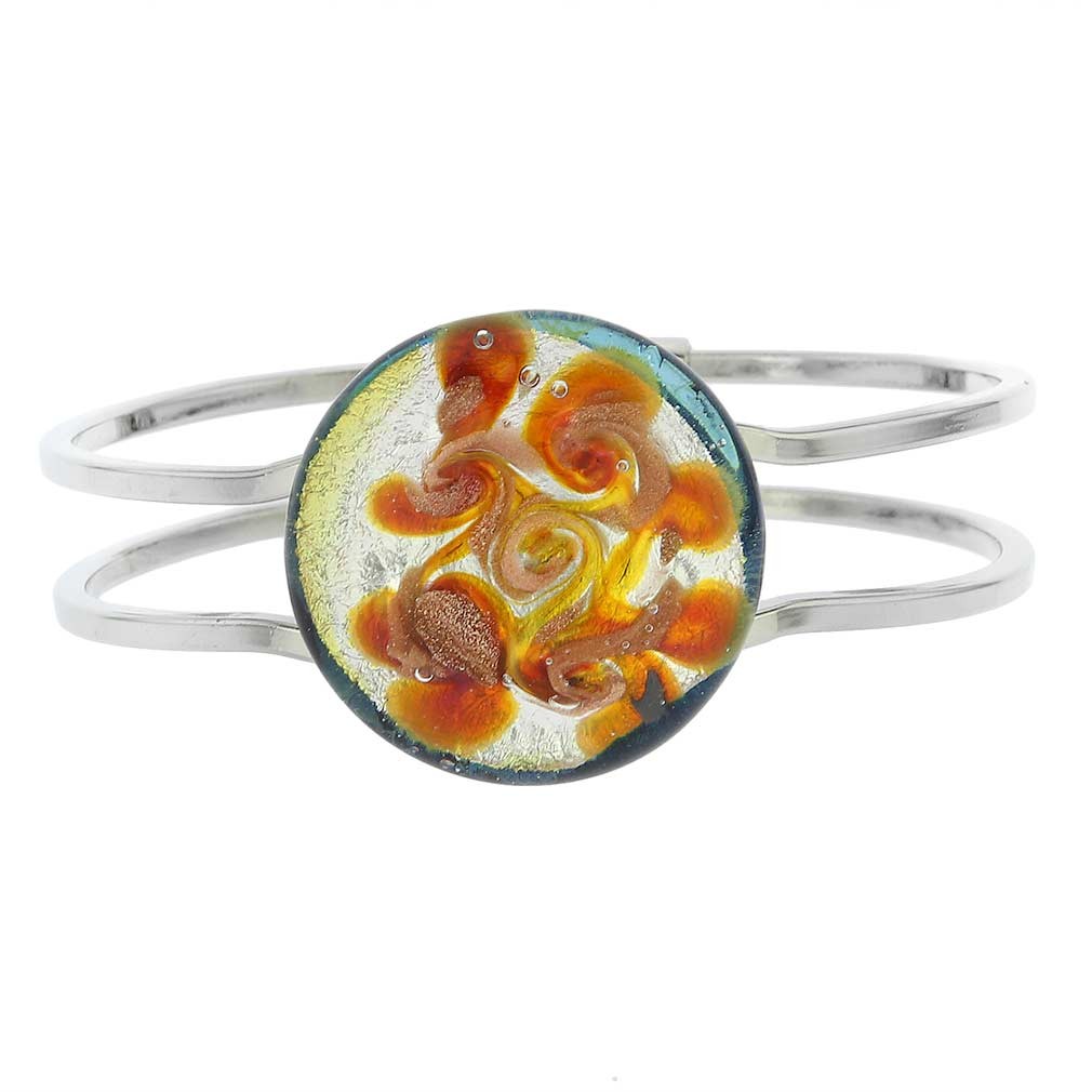 GlassOfVenice Murano Glass Venetian Reflections Metal Bracelet - Silver orange S