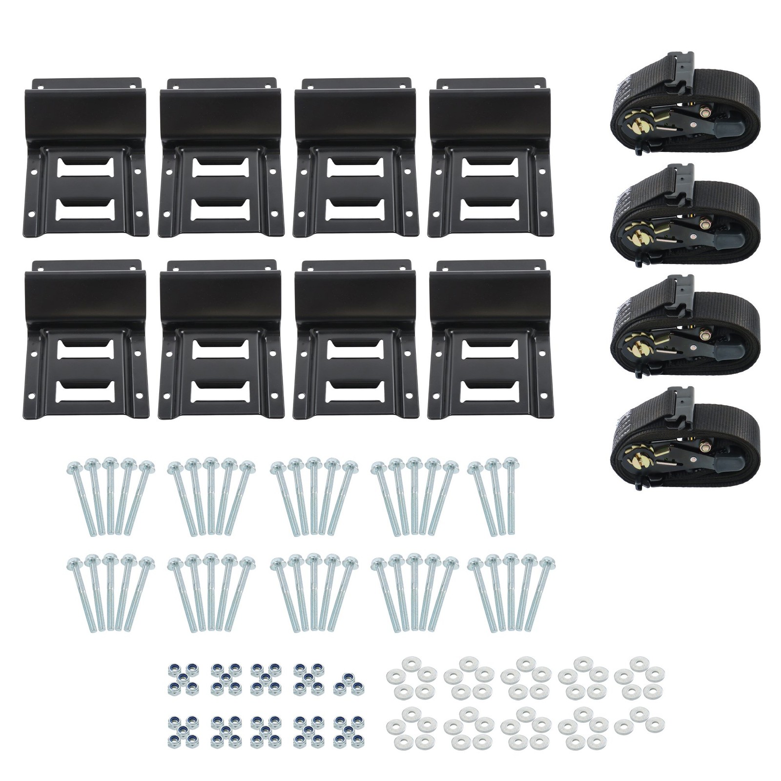 4Pcs E-Track Ratchet Straps with Wheel Chock Kit|2” x10 ft e track Black