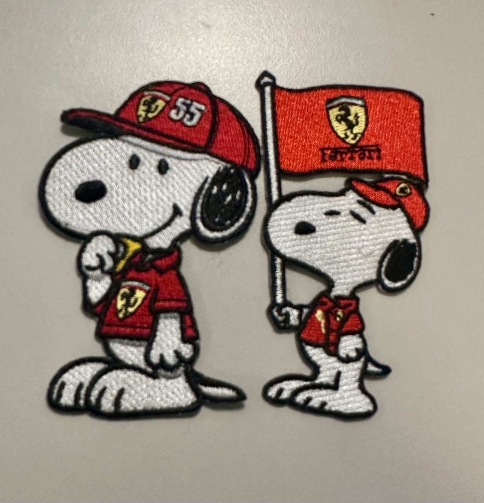 2 Pack Hamilton Ferrari Snoopy Embroidered Patch 3.5" Iron On Sew On F1 Racing