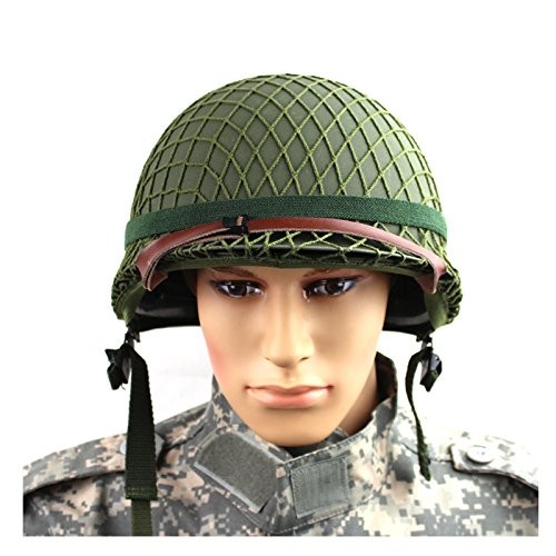 GPP® Perfect WWII US Army M1 Green Helmet Replica with Net/Canvas Chin Strap...