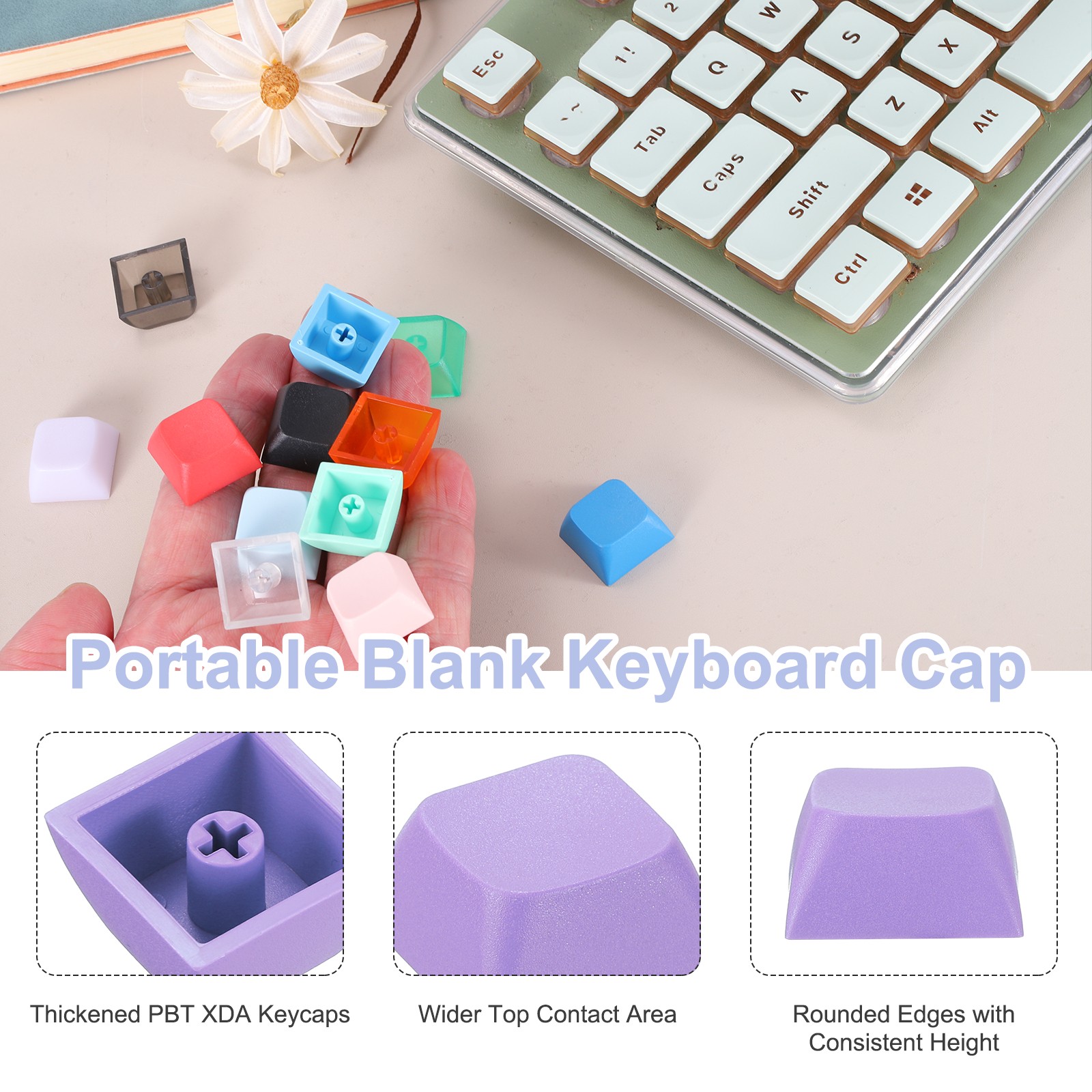 10Pcs XDA Profile Keycap Set PBT Mechanical Numeric Keypads, Light Purple