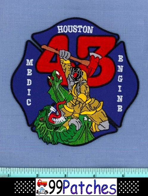 HOUSTON 43 MEDIC TEXAS Fire Rescue Shoulder Patch DRAGON FLAMES AX 5B