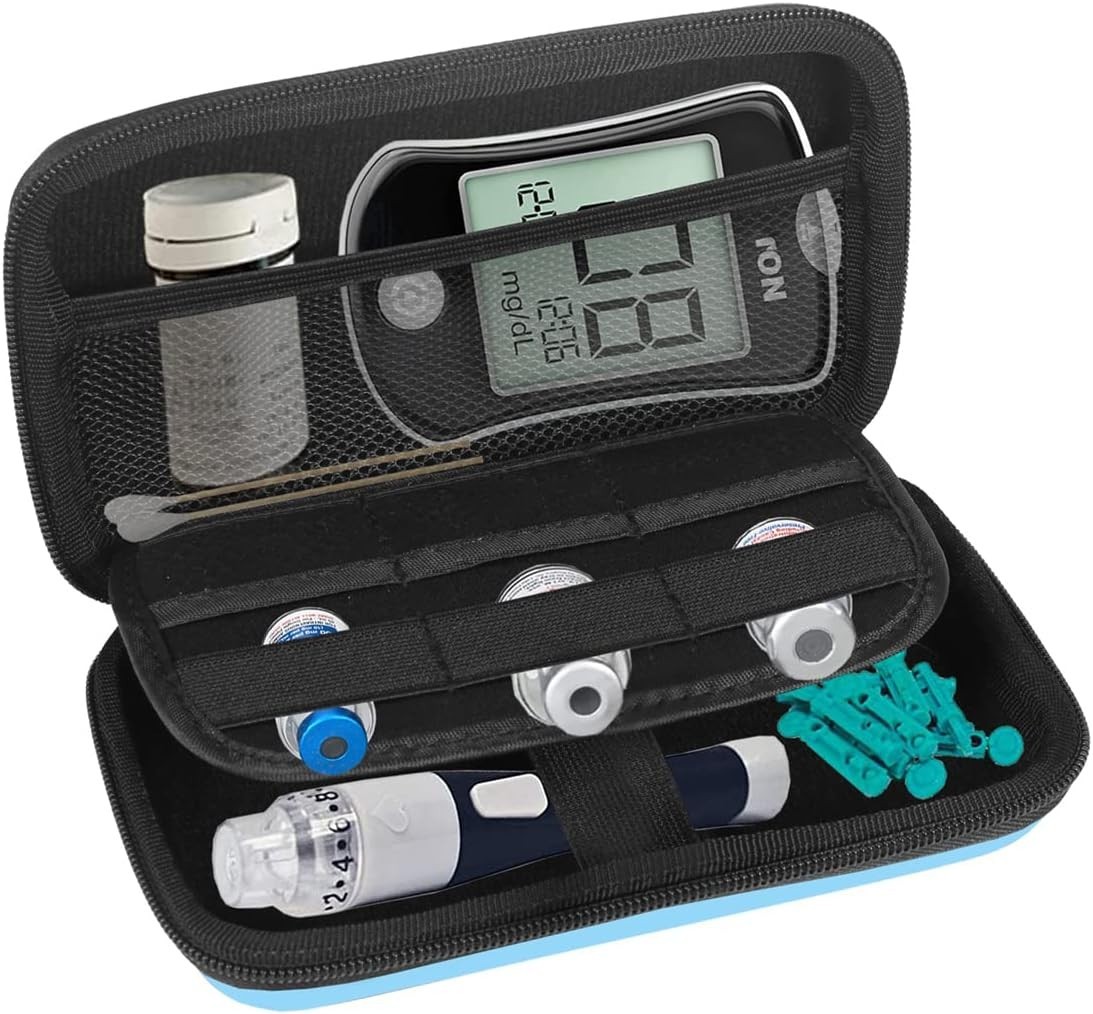 Small Protective Hard Shell Diabetic Travel Case Testing Supplies Kit Organiz...
