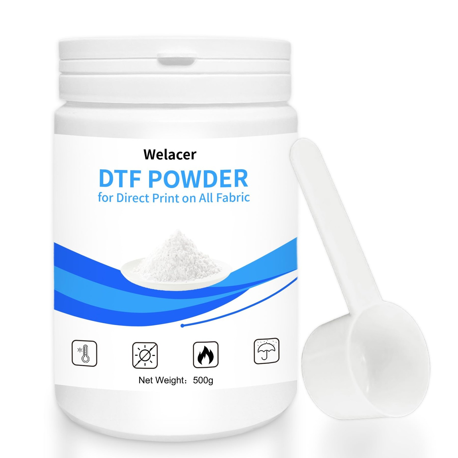 Welacer DTF Powder White 17.6oz (500g), No Clumping Hot Melt 500g,