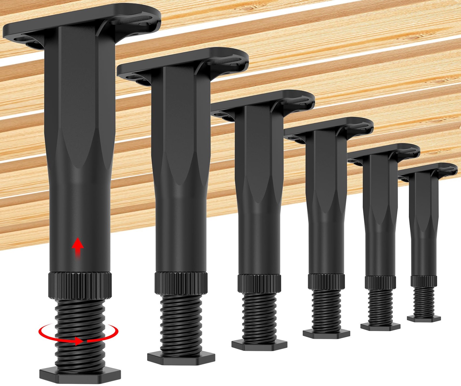 6PCS Adjustable Bed Frame Support Legs (5.1"-8.3"), Frame Center Slats Heavy ...