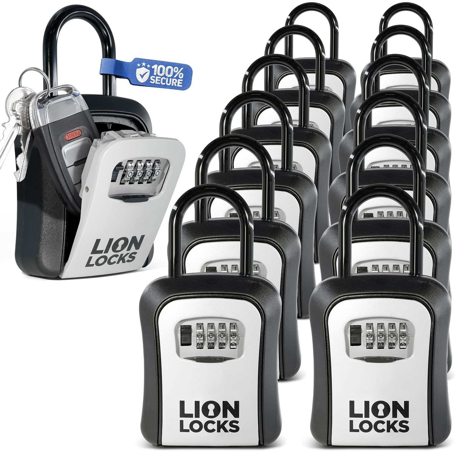 Key Lock Box for Keys with Code (12 Pack) 4 Digit Combination Lockbox for Key...