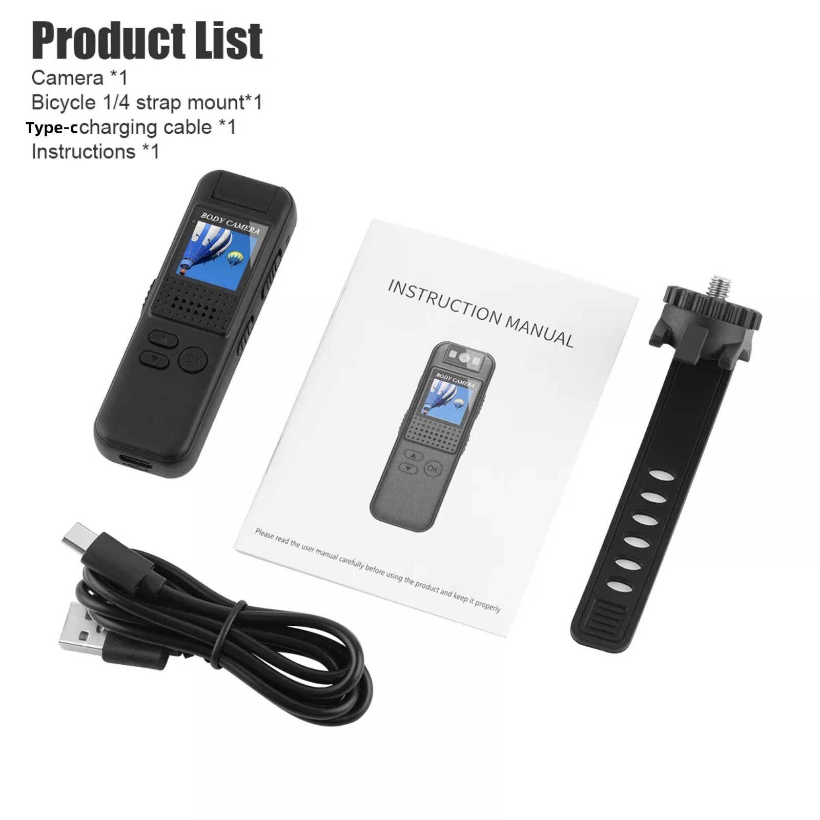 Pocket-Sized 1080P HD Camera W/Bicycle Strap Bracket 180°Rotatable Lens