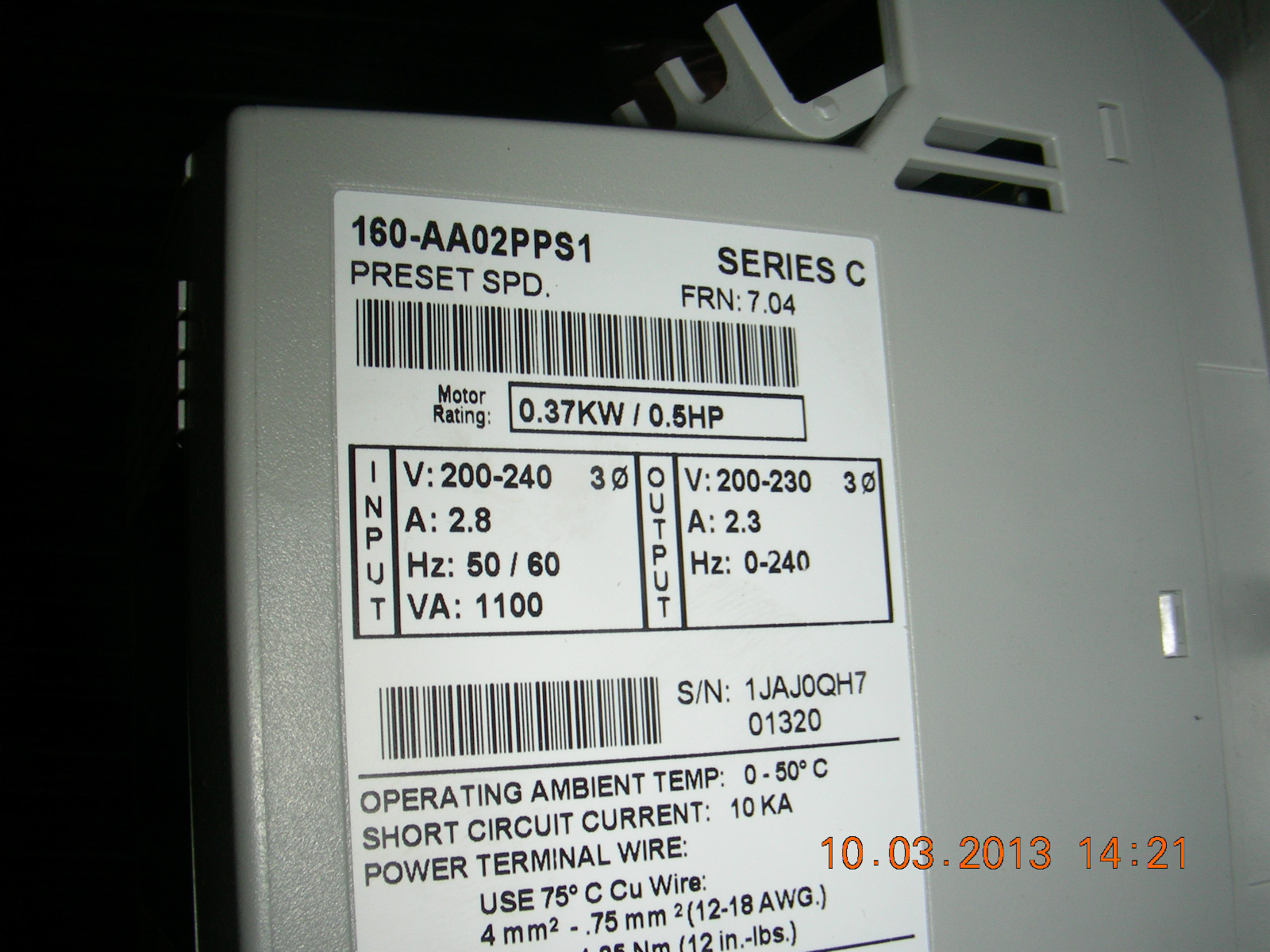 Allen Bradley AC Smart Speed Controller 160 Series 160-AA04PPS1