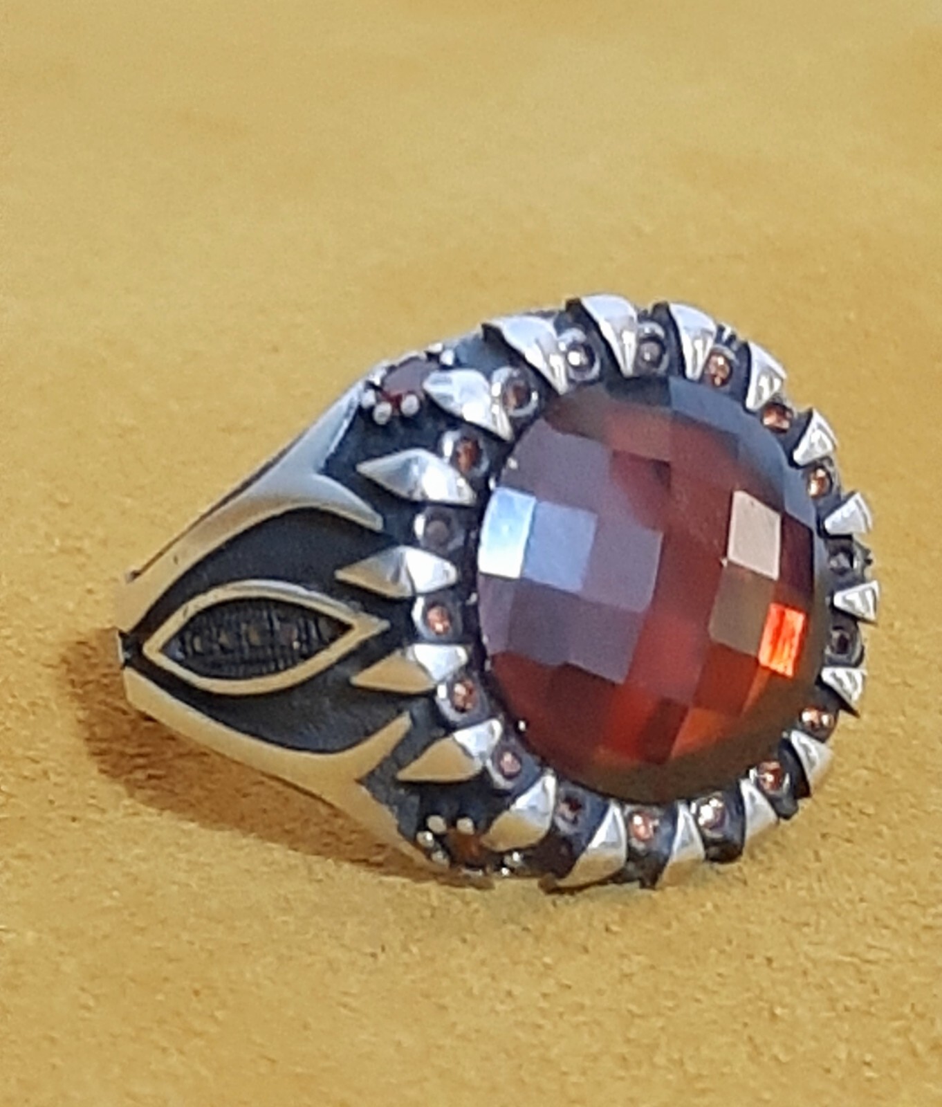 Mens 925 Silver Ring Emeralds Tourmaline Red Ruby Sterling Man Ring $