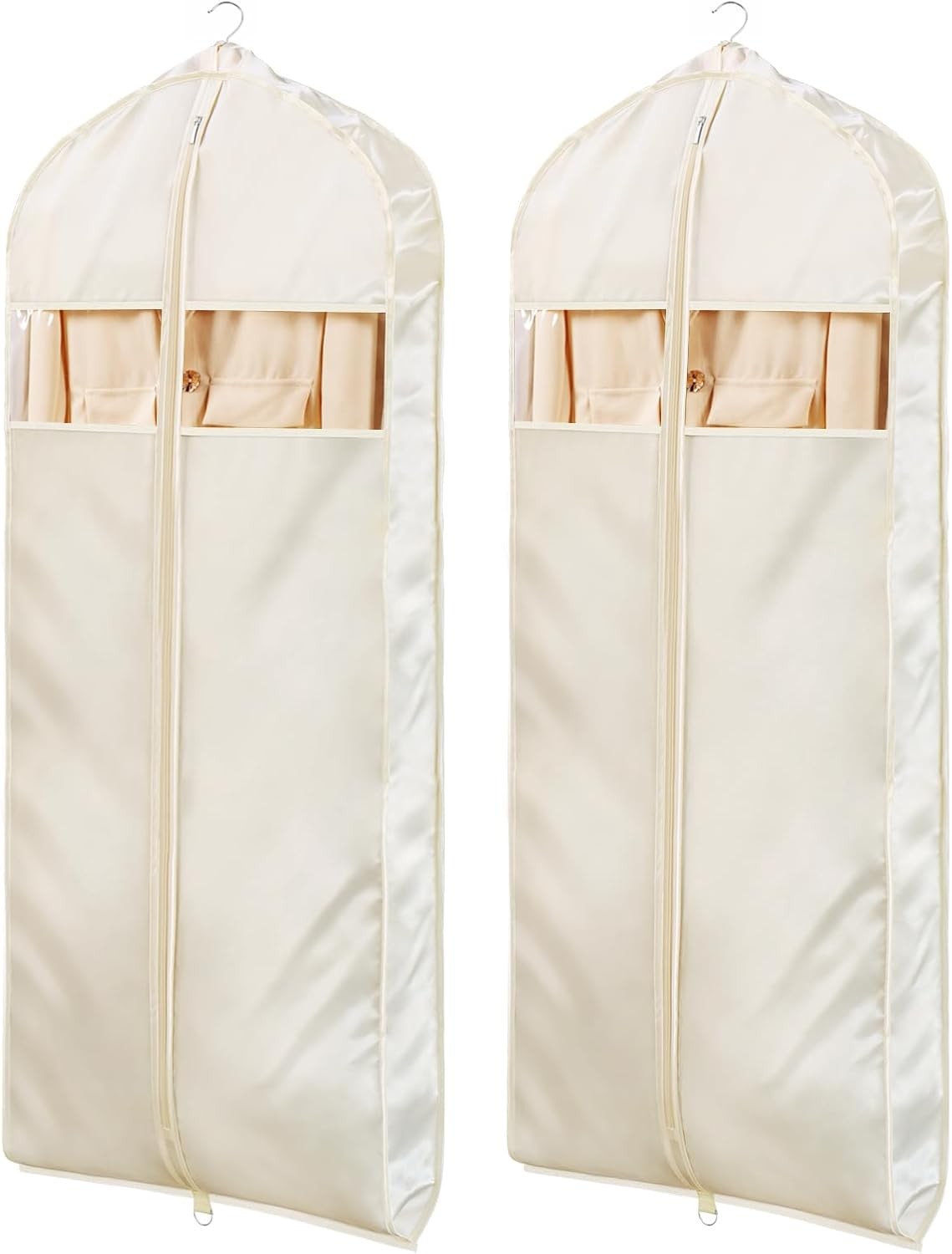Super Soft Satin Garment Bags for Hanging Clothes, 60 Inch Zippered Dress