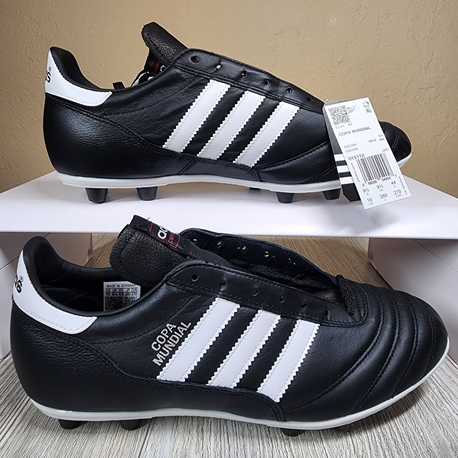 Adidas Copa Mundial FG Leather Soccer Cleats Black Men Sizes 5.5-12.5 New 015110