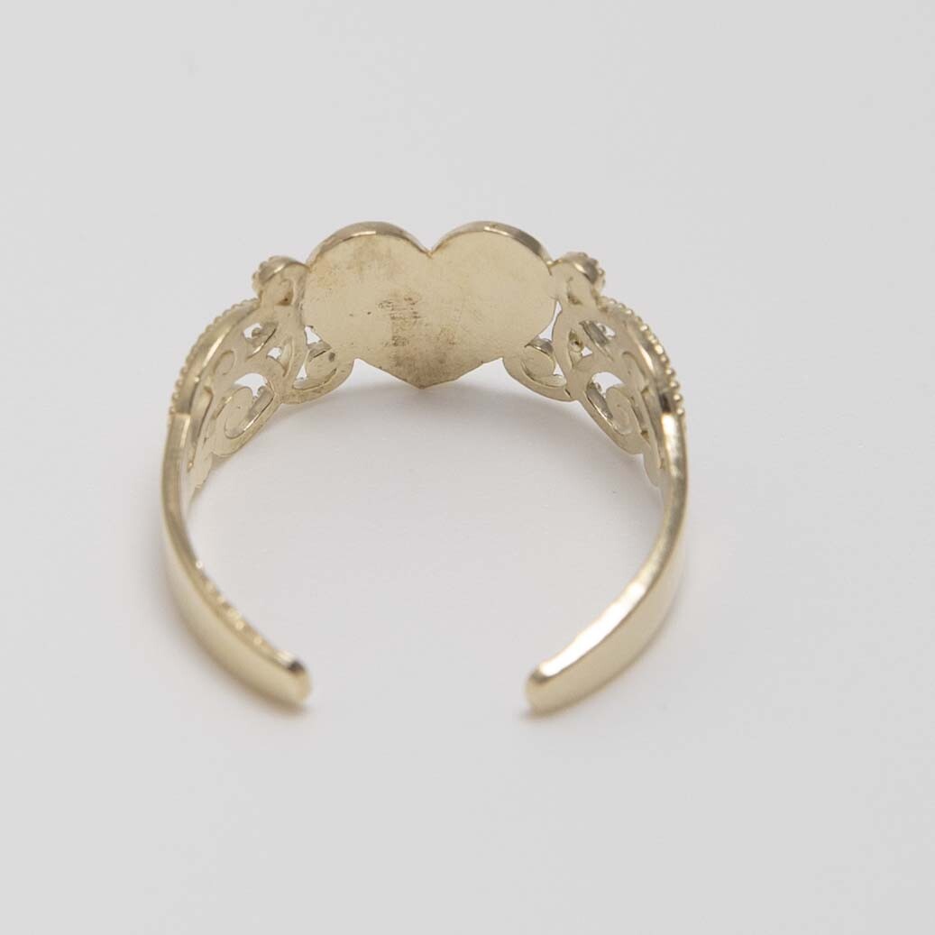 Milgrain Design Heart Toe Ring Real Solid 10K Yellow Gold
