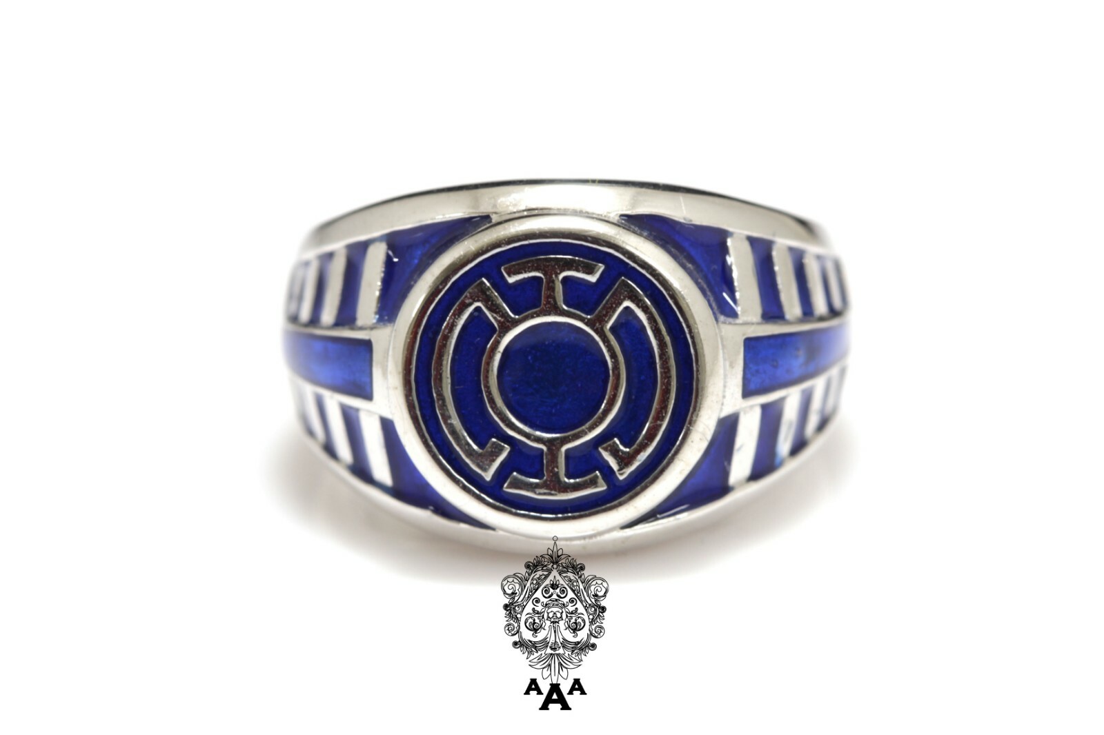 Blue Lantern Ring V.2 Blue Lantern Corp Ring Sterling Silver 925 Blue Enamel