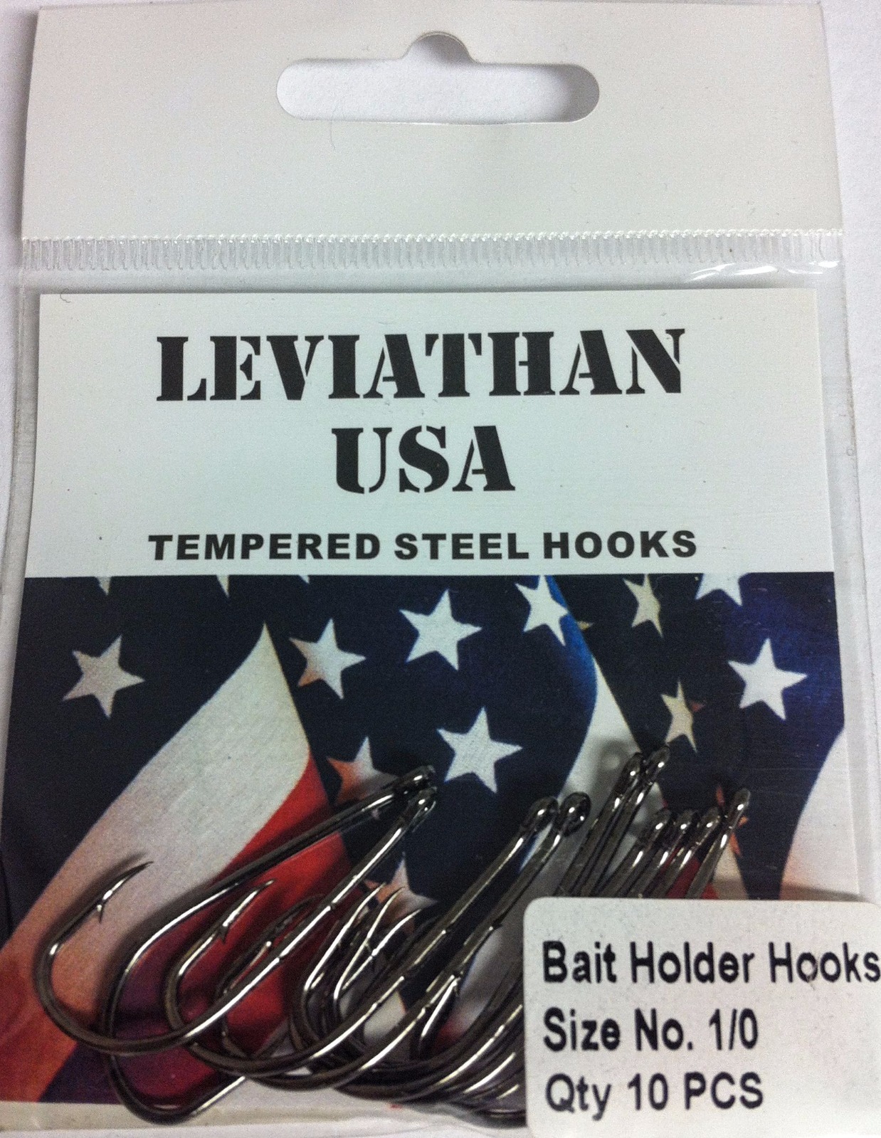 LEVIATHAN USA--BAIT HOLDER HOOKS--1/0--10 PACK--TEMPERED STEEL--PROFESSIONAL