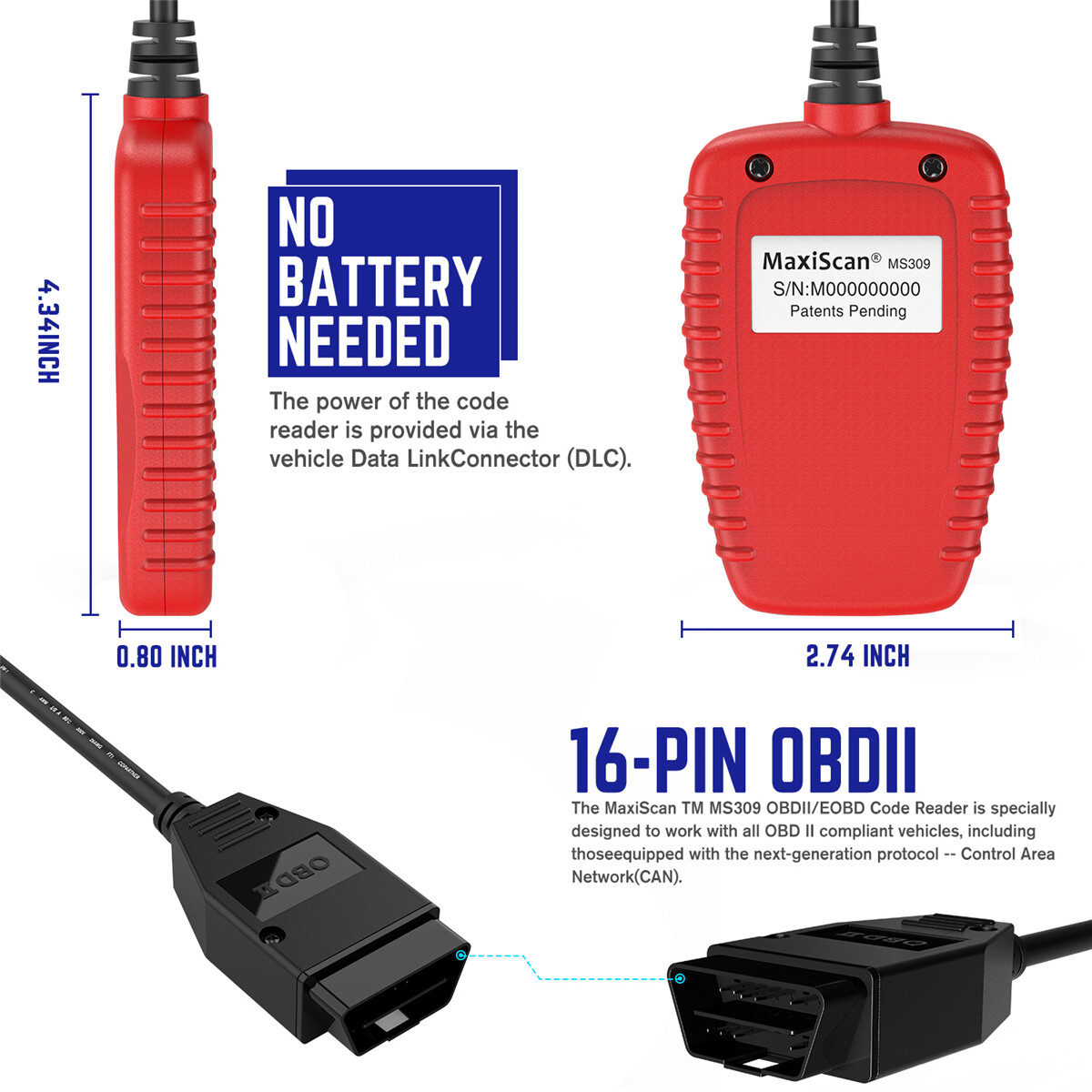 Autel OBD2 Scanner MS309 Car Engine Fault Code Reader OBD2 CAN Scan Universal