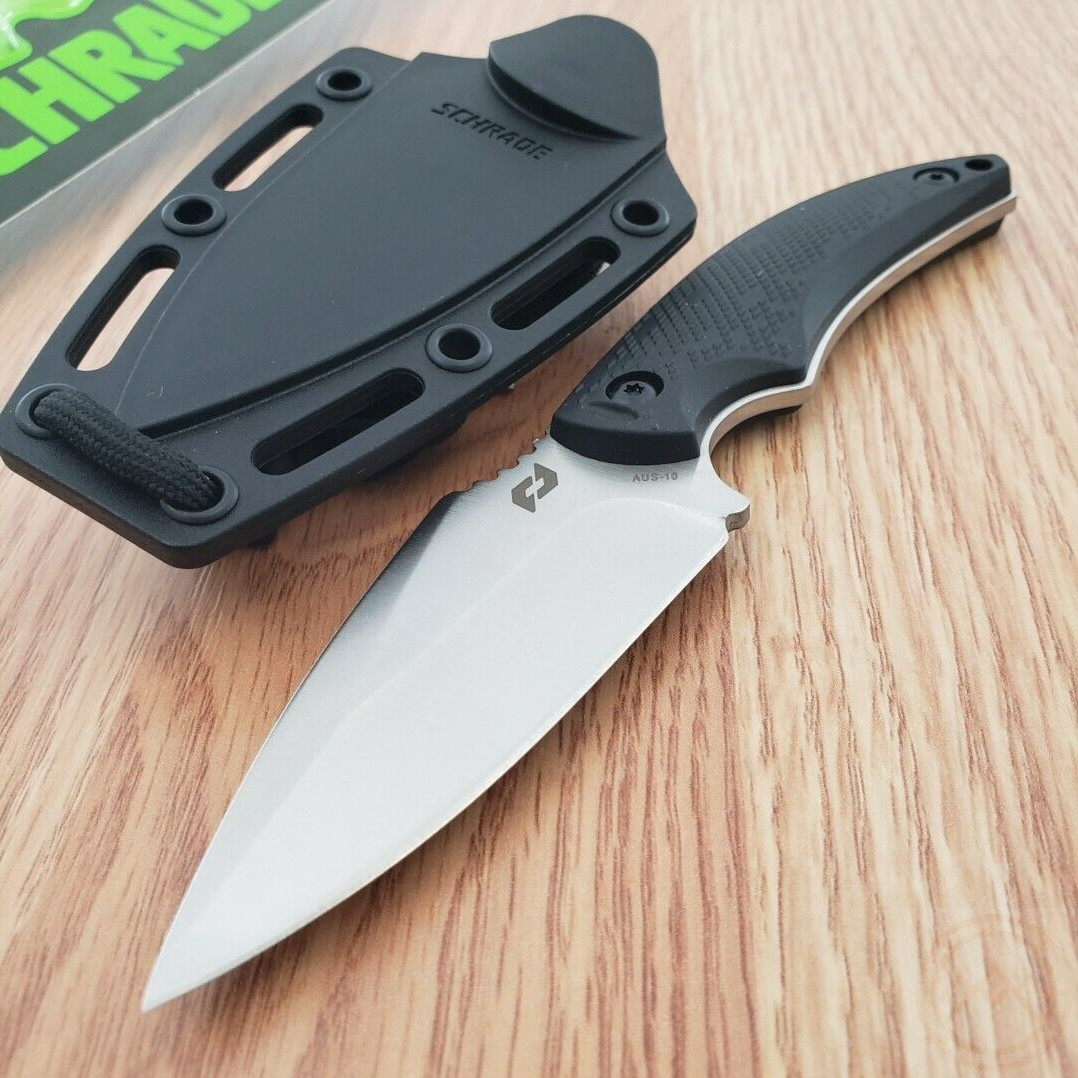 Schrade Adder Fixed Knife 3" AUS-10A Steel Full Tang Blade Synthetic Handle