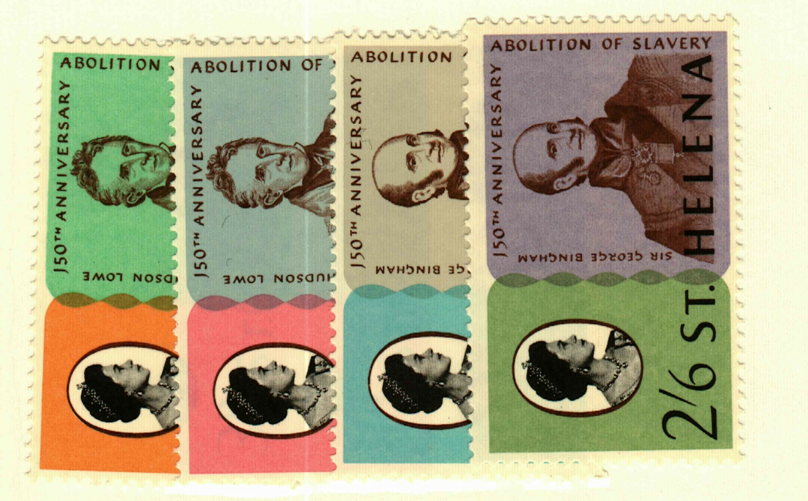 St Helena #205-8 MNH 150th Anniversary of abolishment of slavery