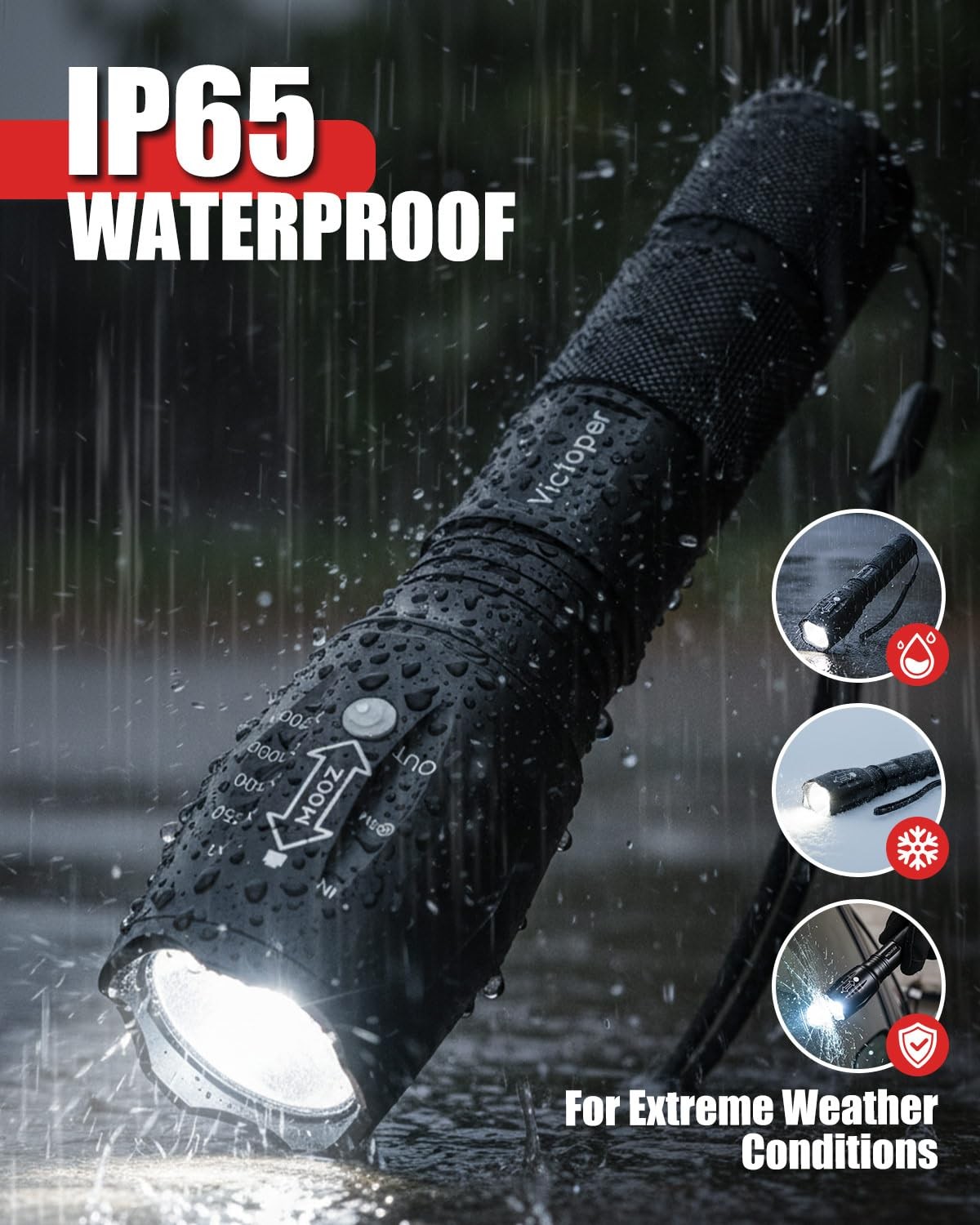 Victoper LED Flashlight 2 Pack, Bright Tactical Torch High 2 PACK, Black