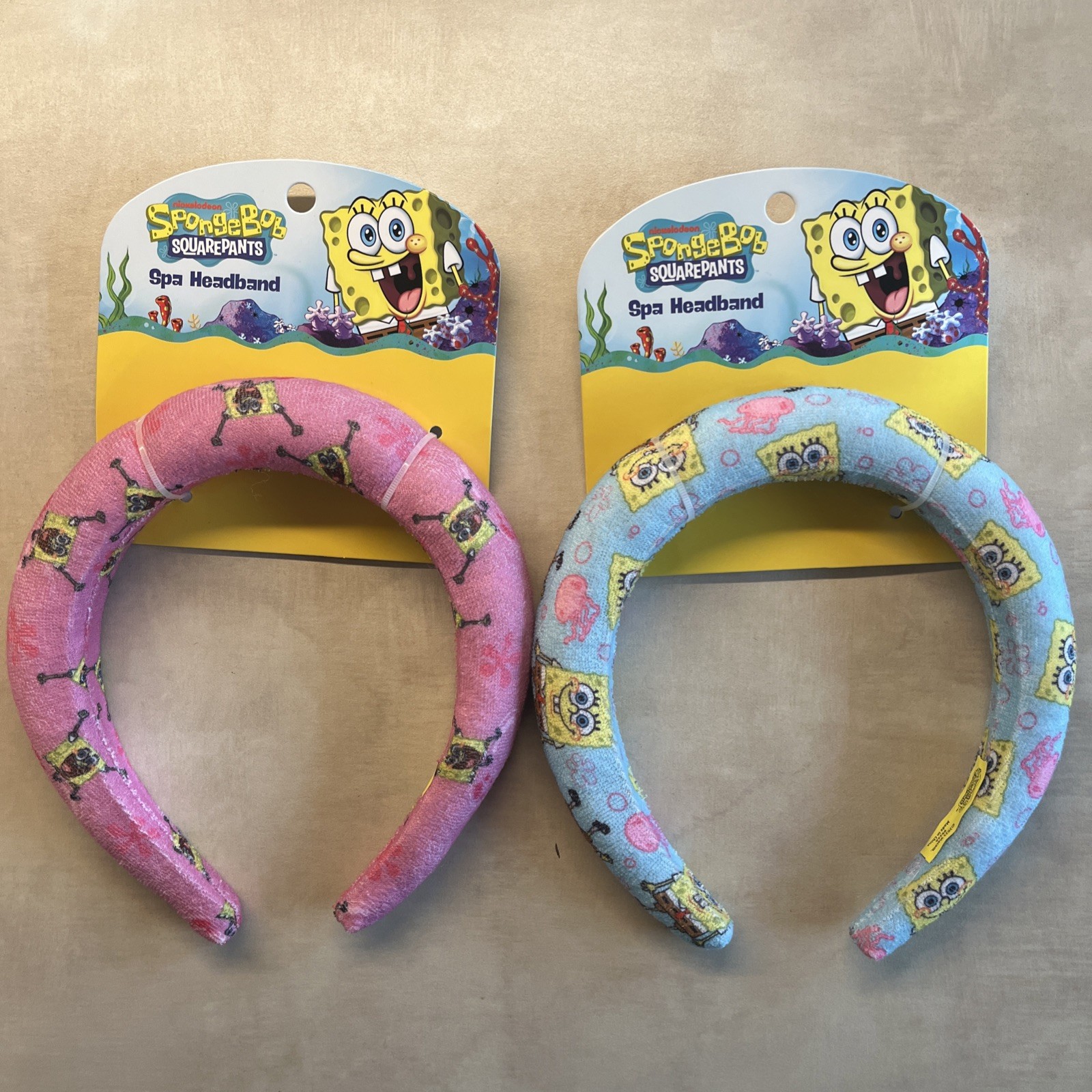 NEW Spongebob Squarepants Spa Headband 2 Piece Set Blue & Pink Nickelodeon NWT