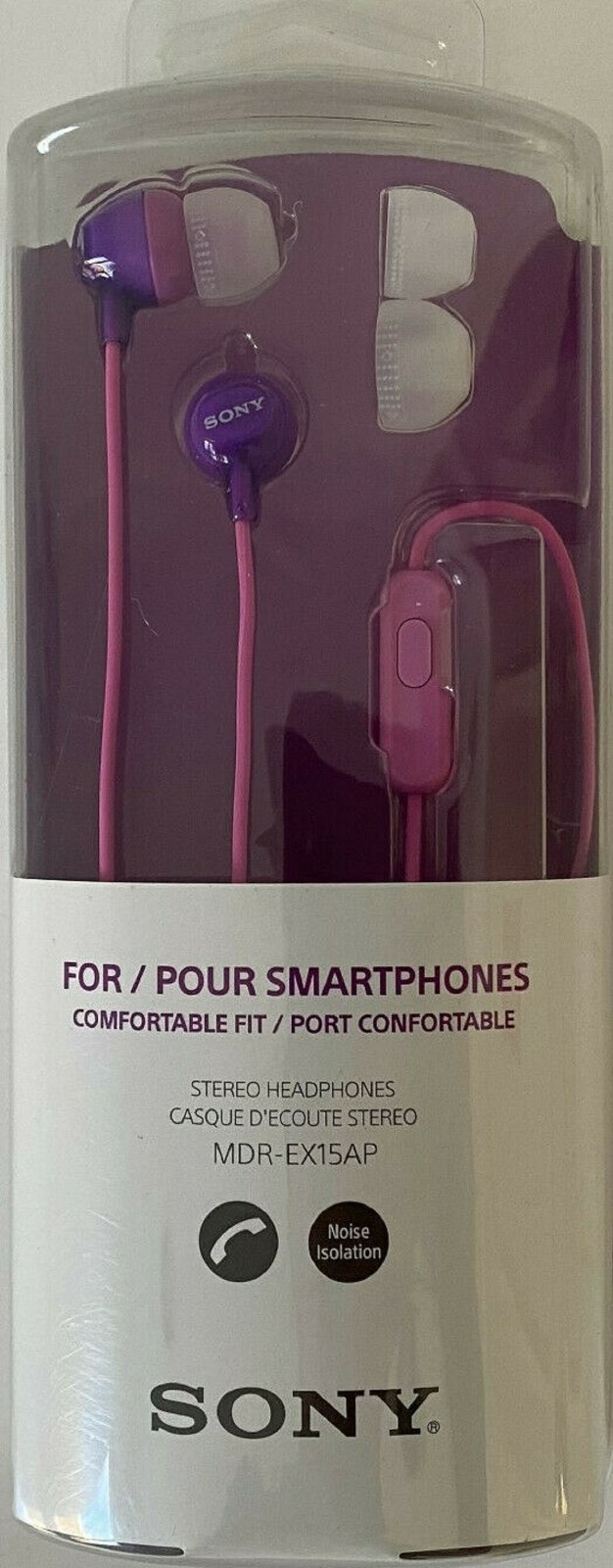 Sony Comfortable Fit Stereo Headphones. Noise Isolation. MDR-EX15LP  #229