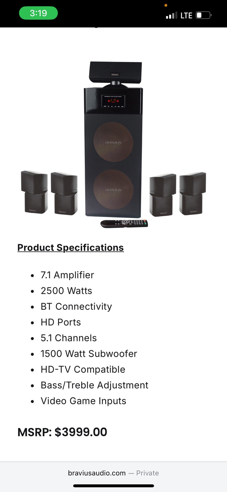 Bravius Audio ISOHK-9001 Home Theater System