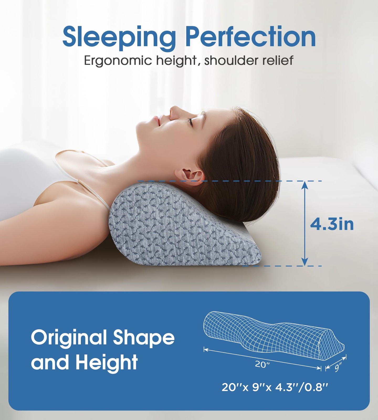 Cervical Neck Pillows for Pain Relief Sleeping, High-Density Memory Foam Pillow