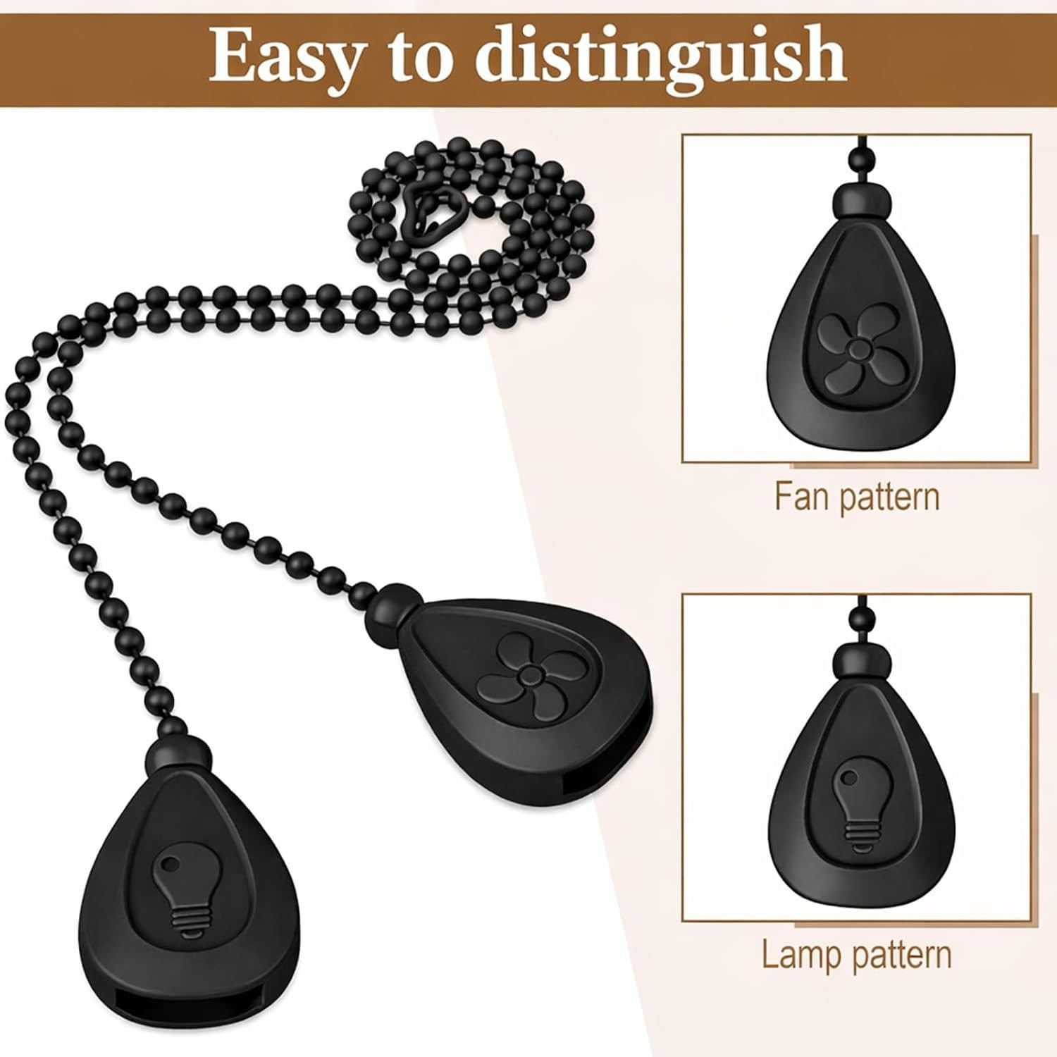 4 Pieces Ceiling Fan Pull Chain Extender Ornament 12 Inch Ceiling Pull Chain Ext