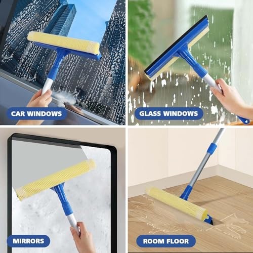 Professional Window Squeegee,2 in 1 Squeegee Window Cleaner with Long