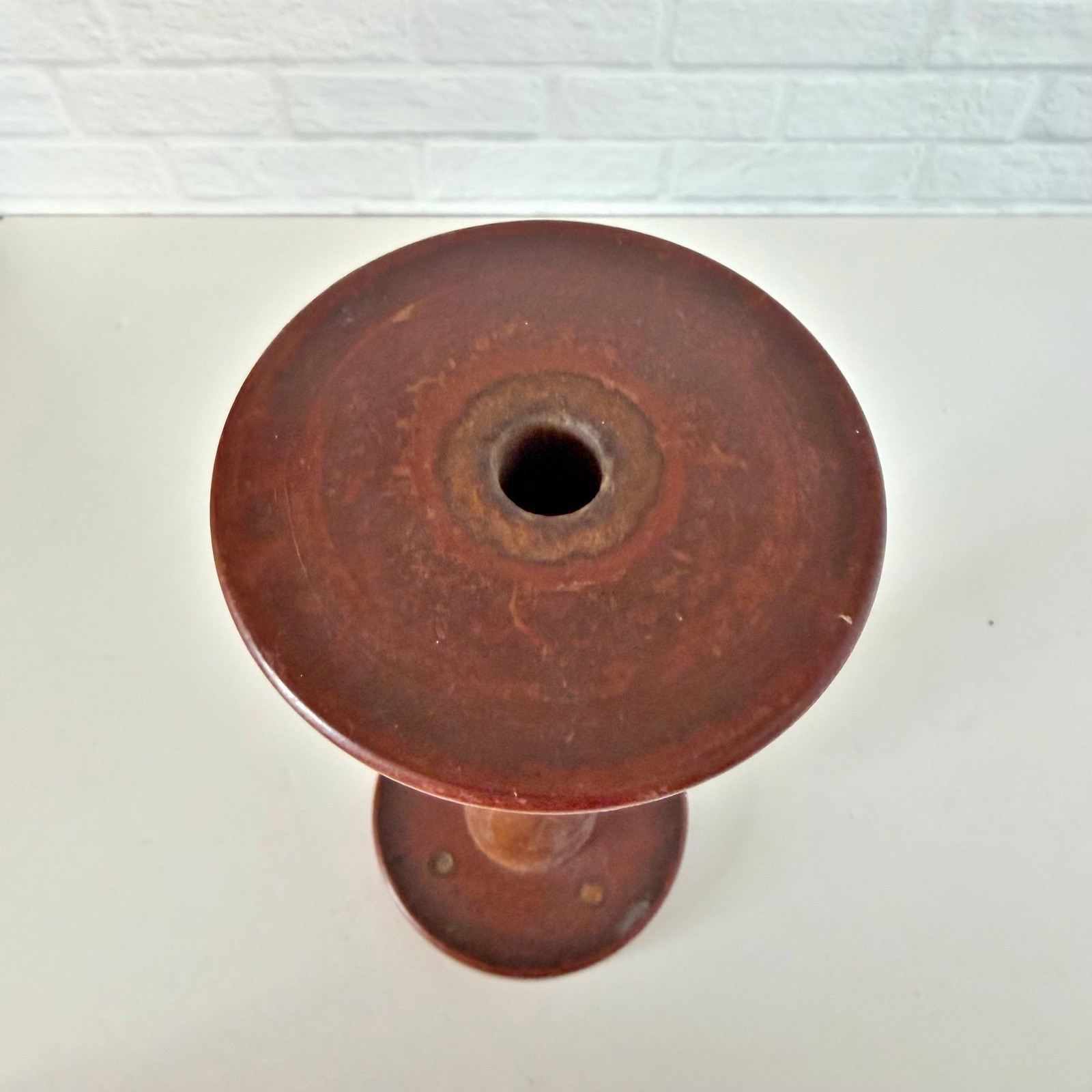 Vintage Wooden Industrial Spool 9 Inches Primitive Wood Large Textile Mill