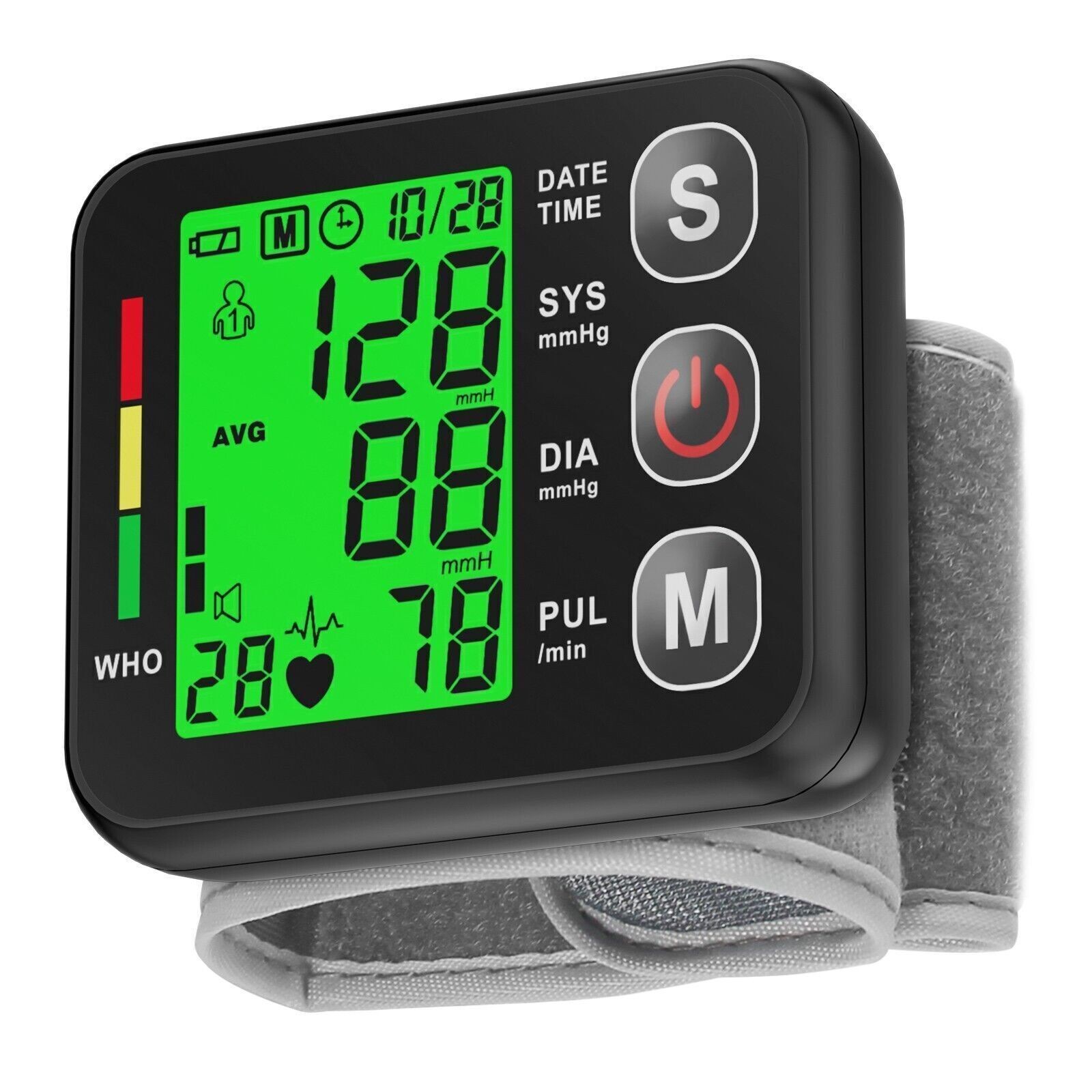 Wrist Blood Pressure Monitor – Backlit Display Automatic BP Heart Rate Tracking