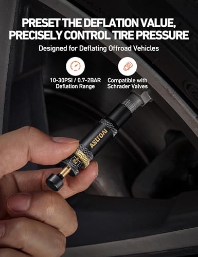 Tire Deflator Kit 4-Pack, Automatic Screw-On Air Down Tool Adjustable 10-30