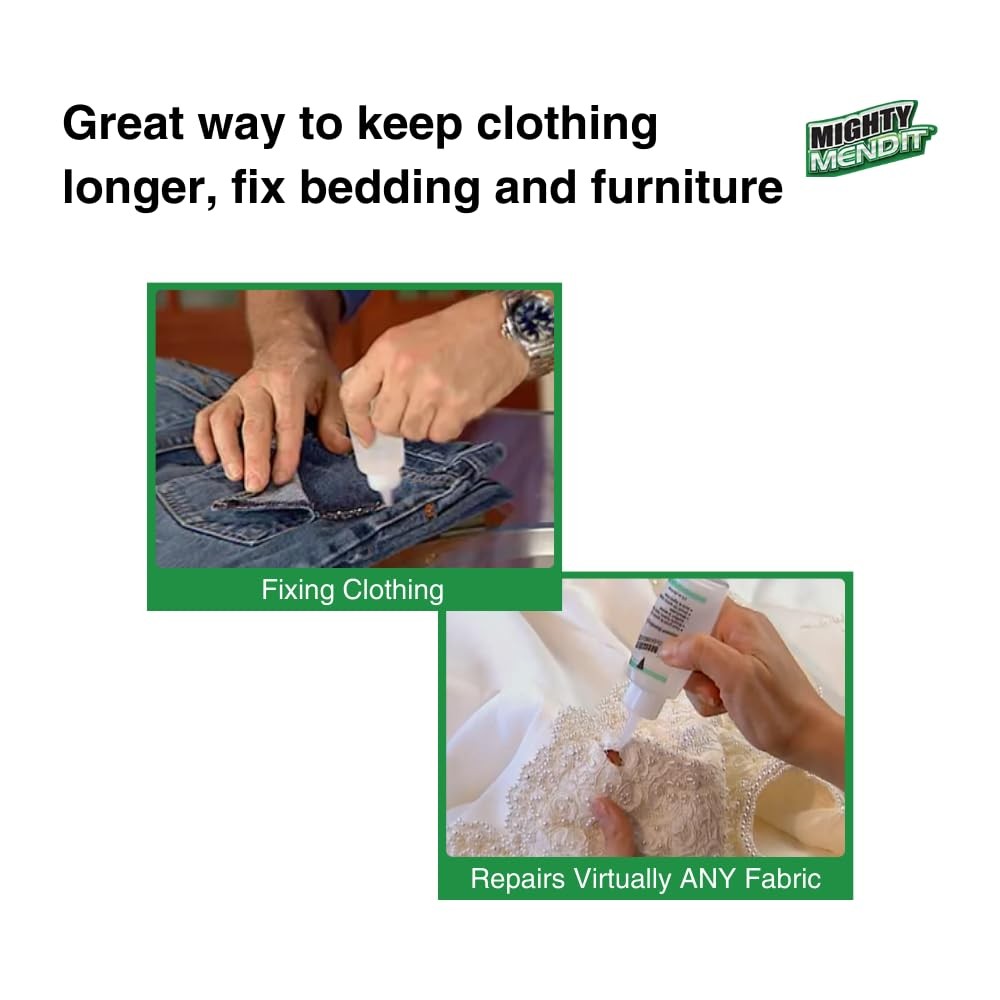 ™, Permanent Fabric Adhesive, Flexible Stretchable Washable, Clear, 4 oz, Plu...