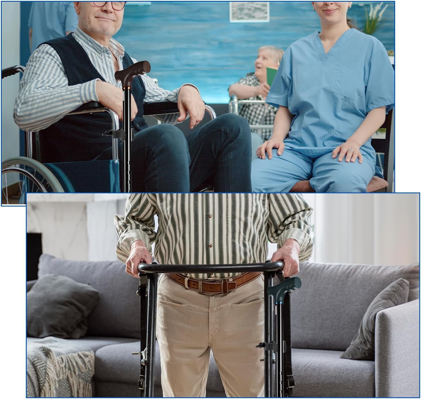 2 Pcs Cane Holder for Walker, Universal Rollator Black