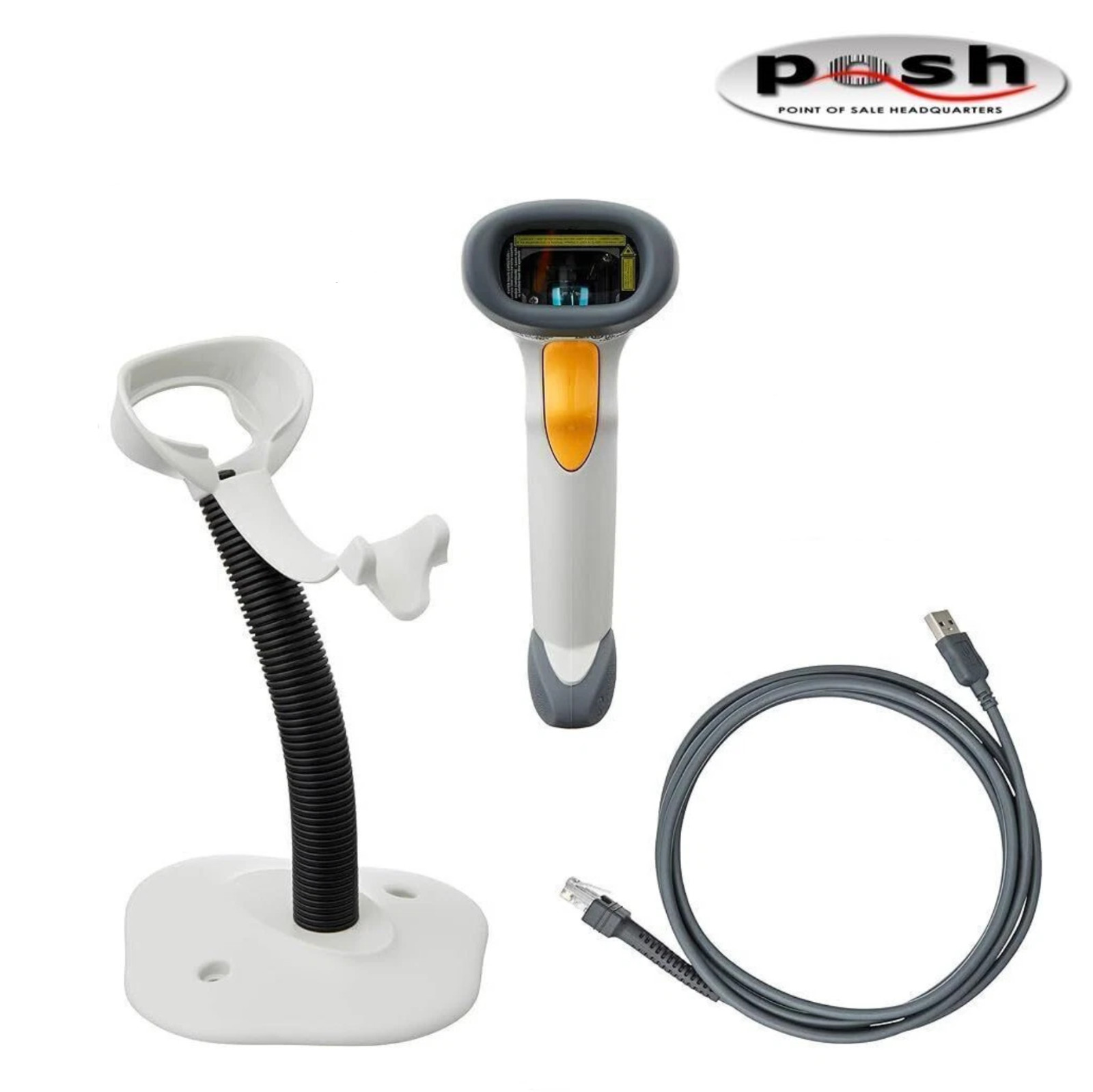NEW Zebra LS2208-SR USB Barcode Scanner White w/ Stand LS2208-SR20001R