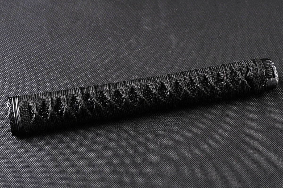 Black Rayskin Handle Black Synthetic Ito Tsuka For Japanese Samurai Katana Sword
