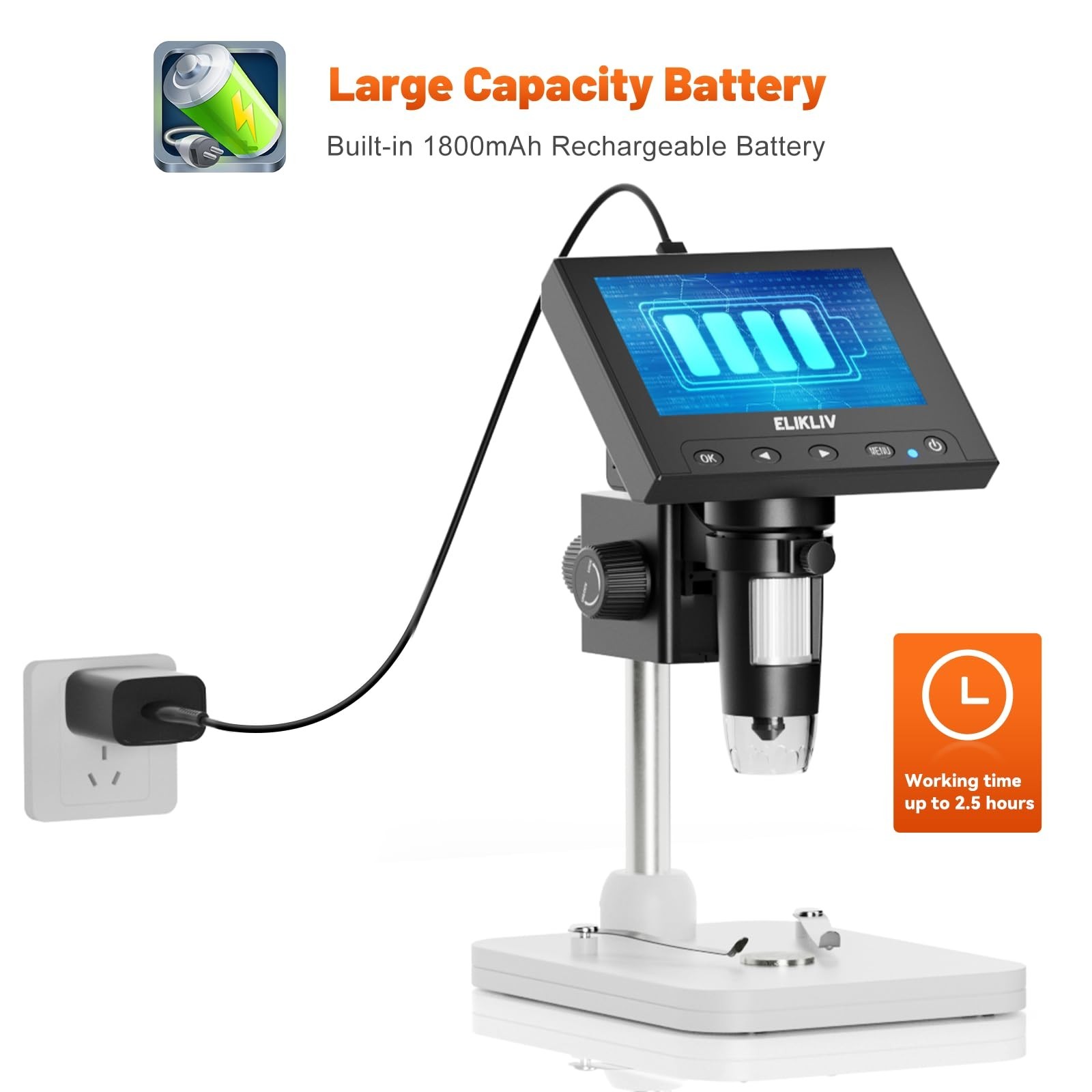 Elikliv Microscope, LCD Digital Coin Microscope 1000x, Coin Magnifier with 8 ...