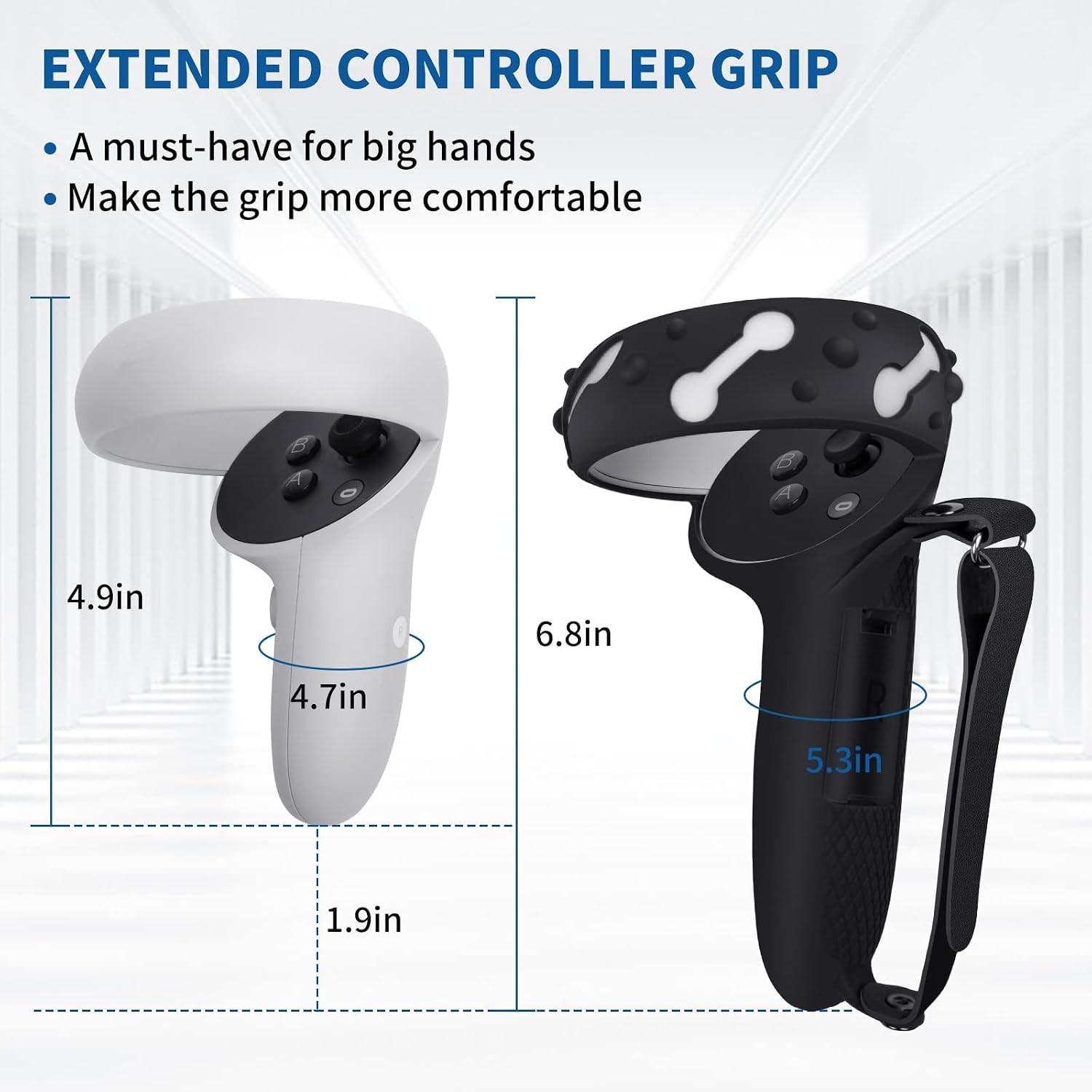 Controller Grips for Oculus Quest 2, Extended Silicone VR Grips Cover Protector