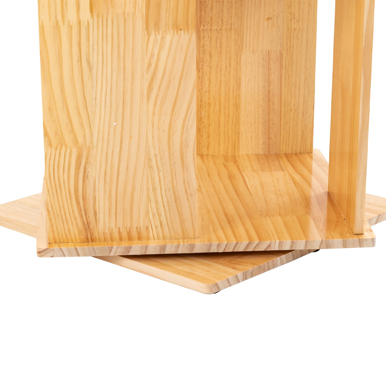 3 Tiers 360 Rotating Bookshelf Display Floor Standing Wood Bookcase Storage Rack