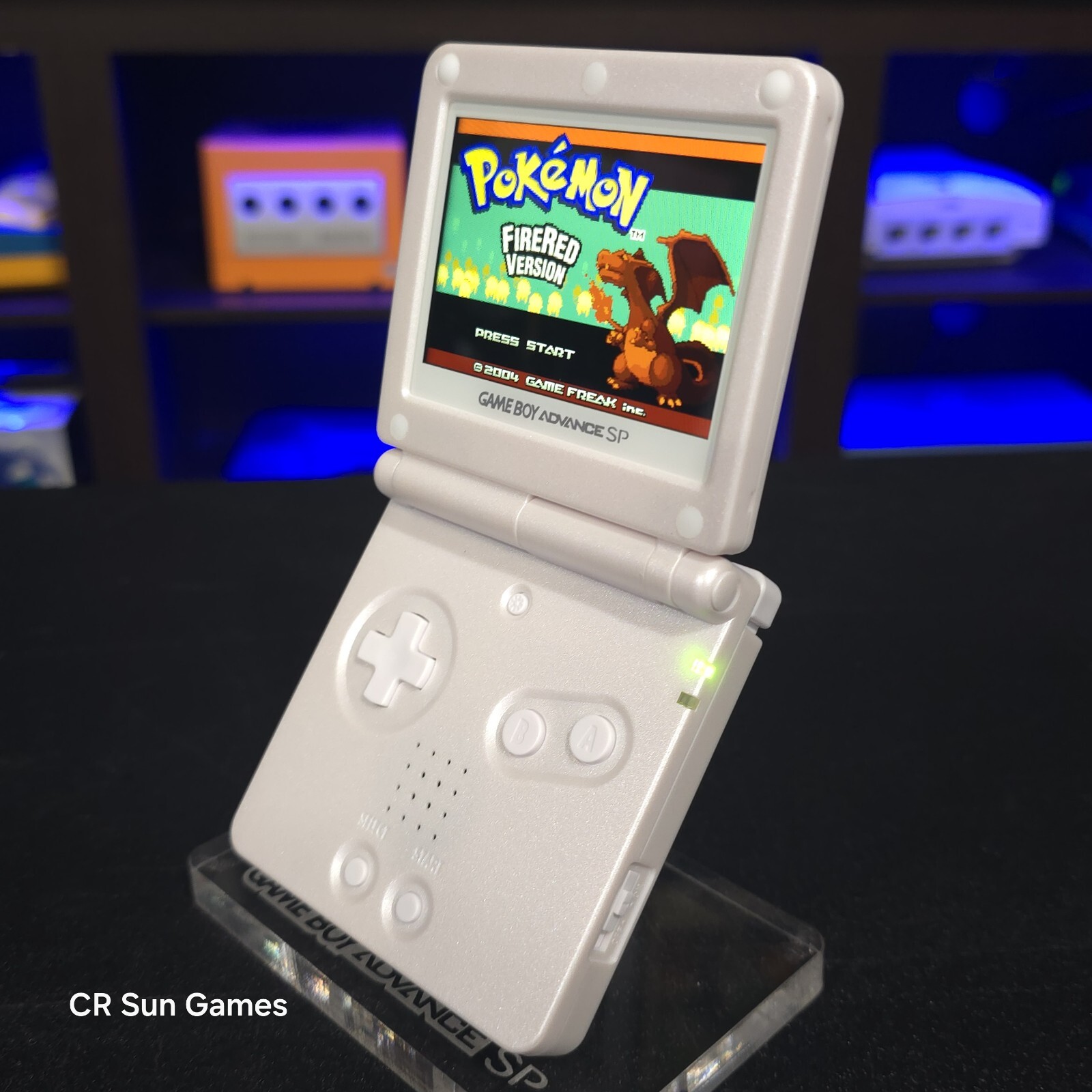 White on White Nintendo Game Boy Advance GBA SP IPS Screen And USB-C Mod