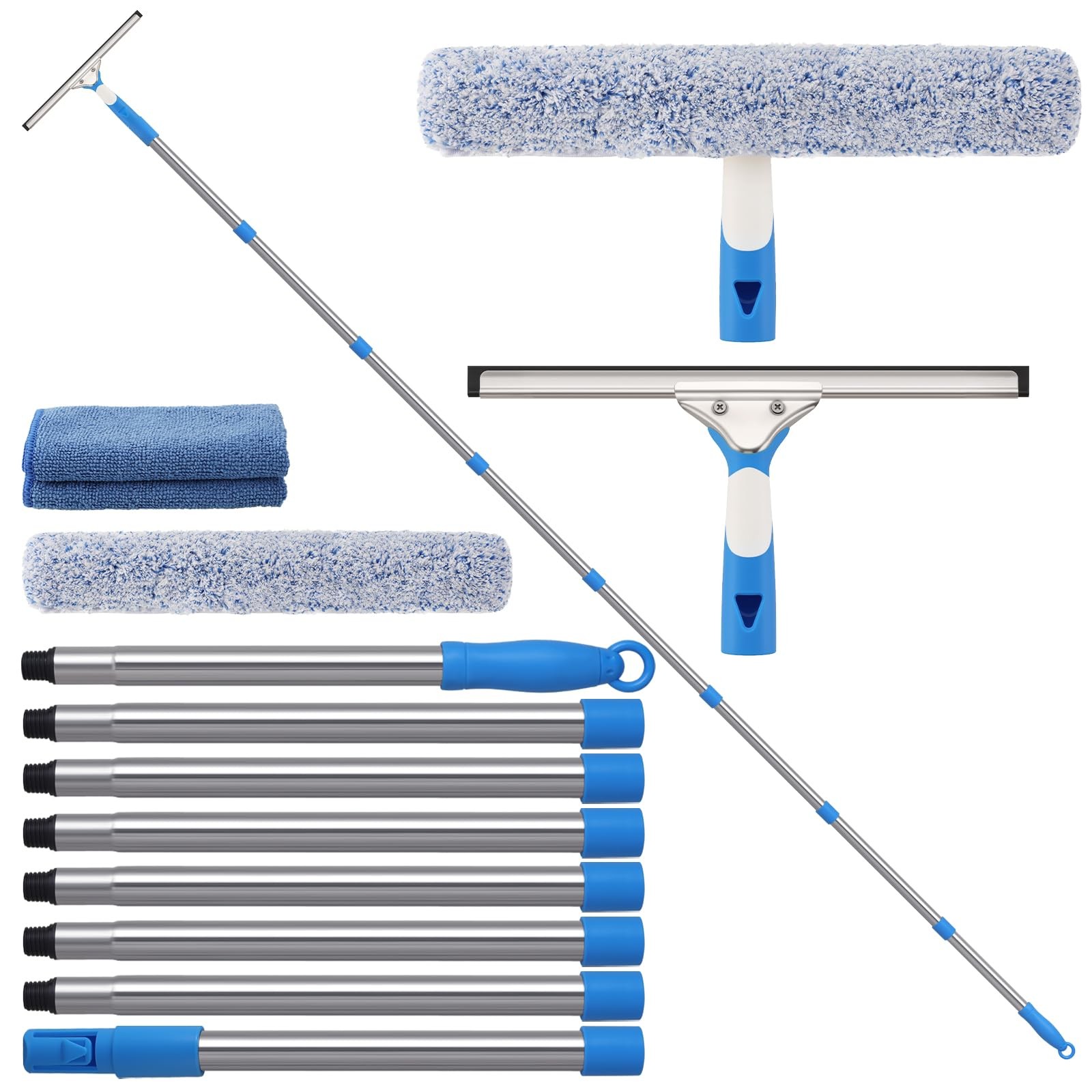Mitclear 10 Feet Professional Squeegee Window Cleaner Tool with 10 feet, Blue