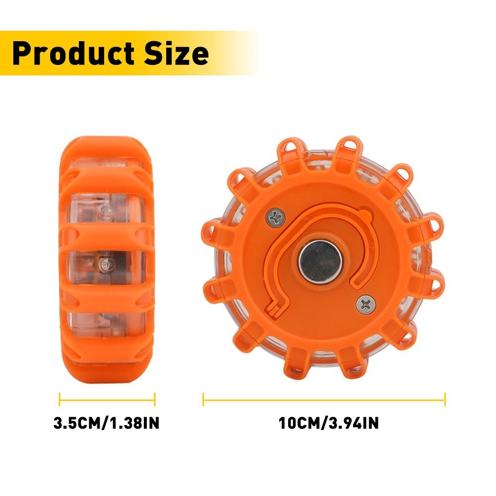 2PCS LED Safety Flare Warning Disc Flashing Roadside Light Strobe Beacon