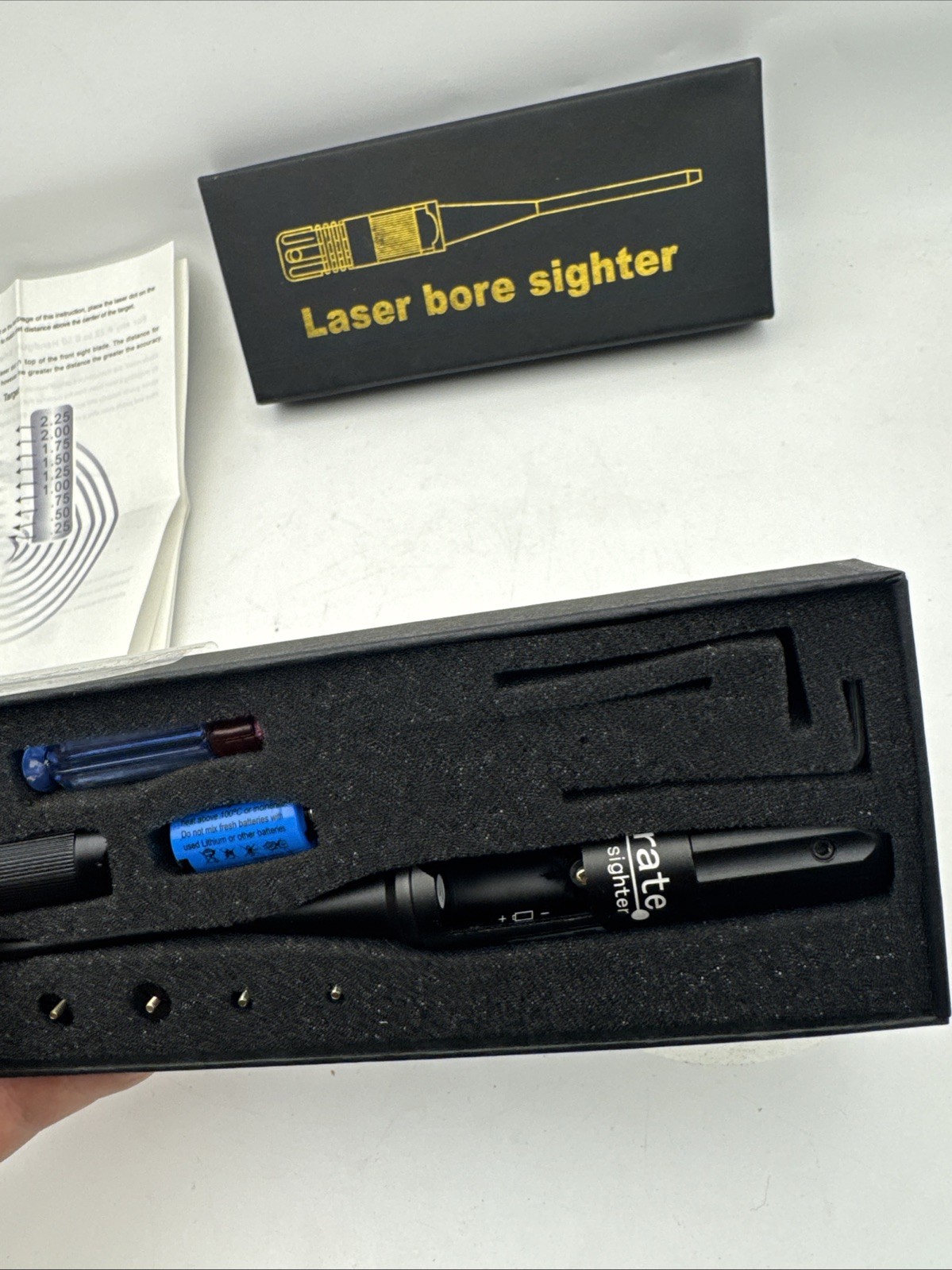Laser Bore Sighter Red Laser Sight Lot Working w/ Case Adapters Mount