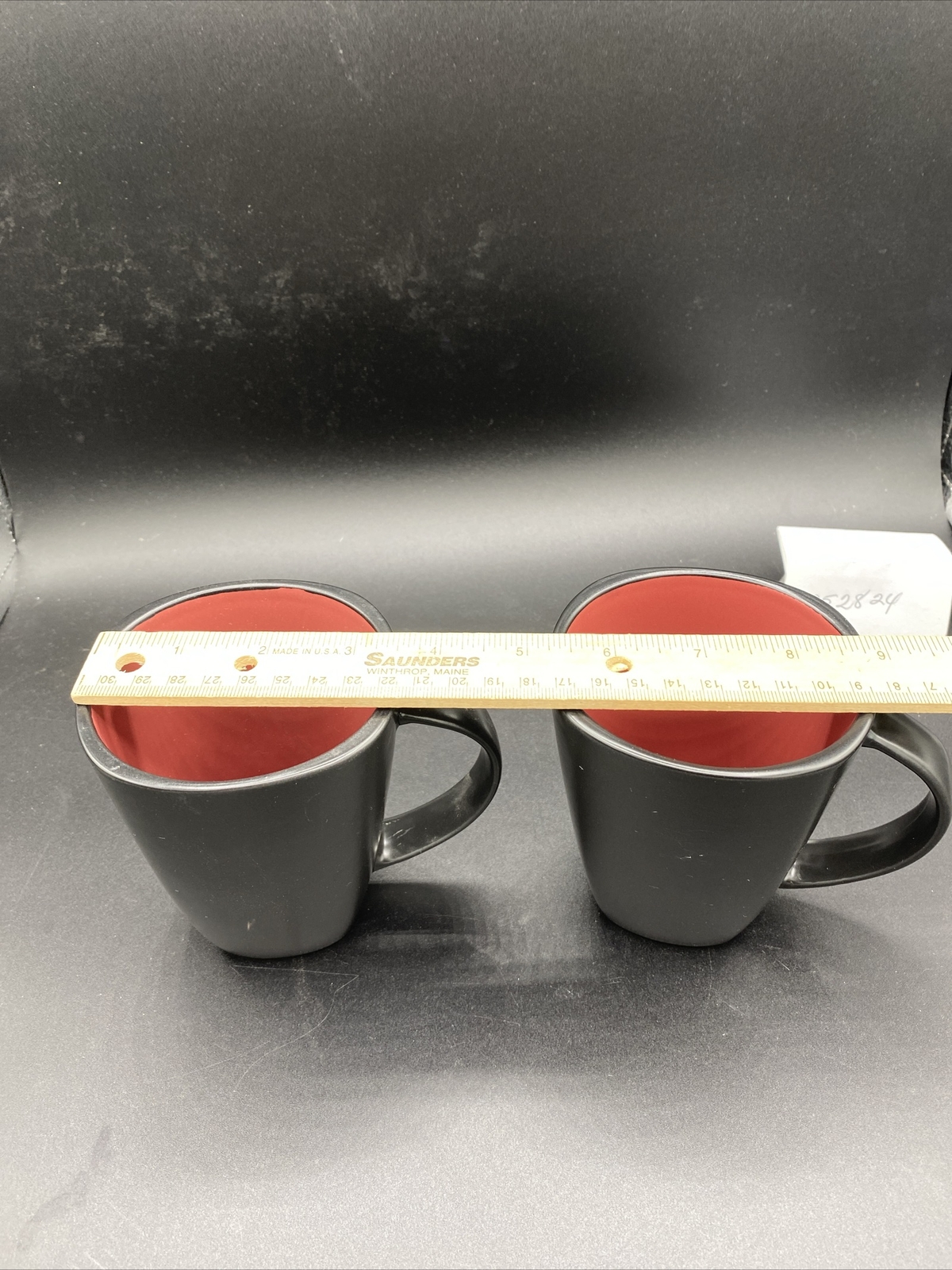 Gibson (TWO) ELITE Square COFFEE CUP/MUGS Red Inside Black Outside