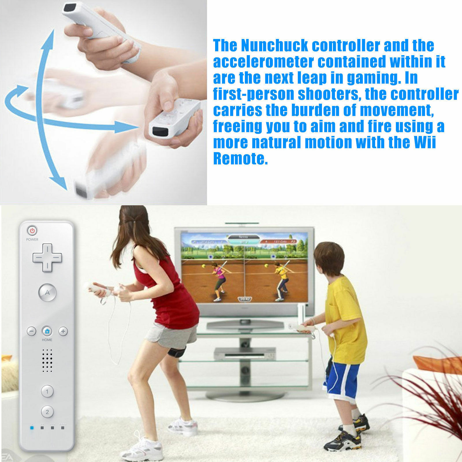 Built in Motion Plus Remote Nunchuck Controller + Case for Nintendo Wii / Wii U