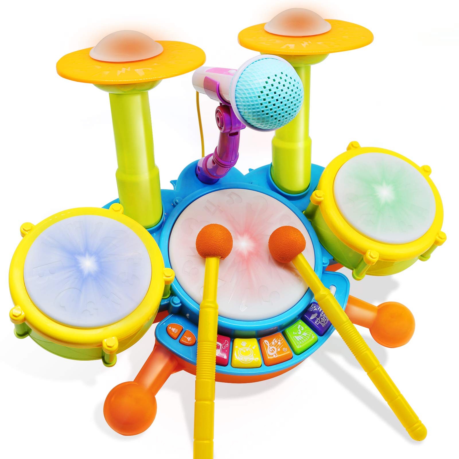 Bateria Electrica Para Ninos Con Instrumentos Musicales Y Sonidos Reales