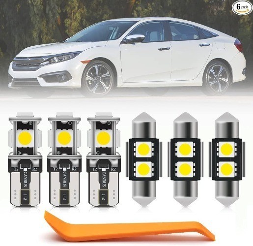 6pcs LED Interior Lights Bulb Kit for Civic 2006 2007 2008 2009 2010 2011 2012 M